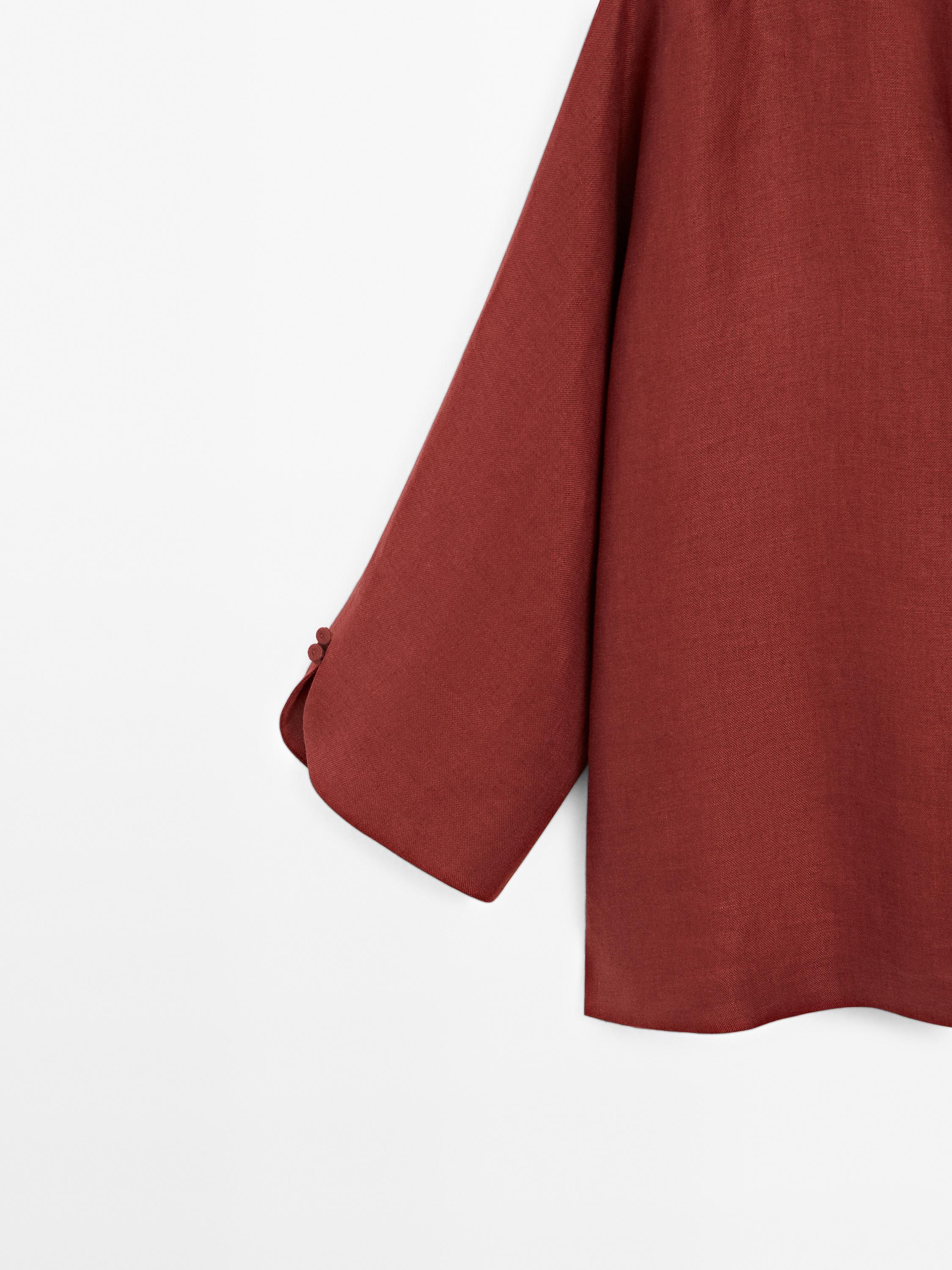 100% linen V-neck blouse