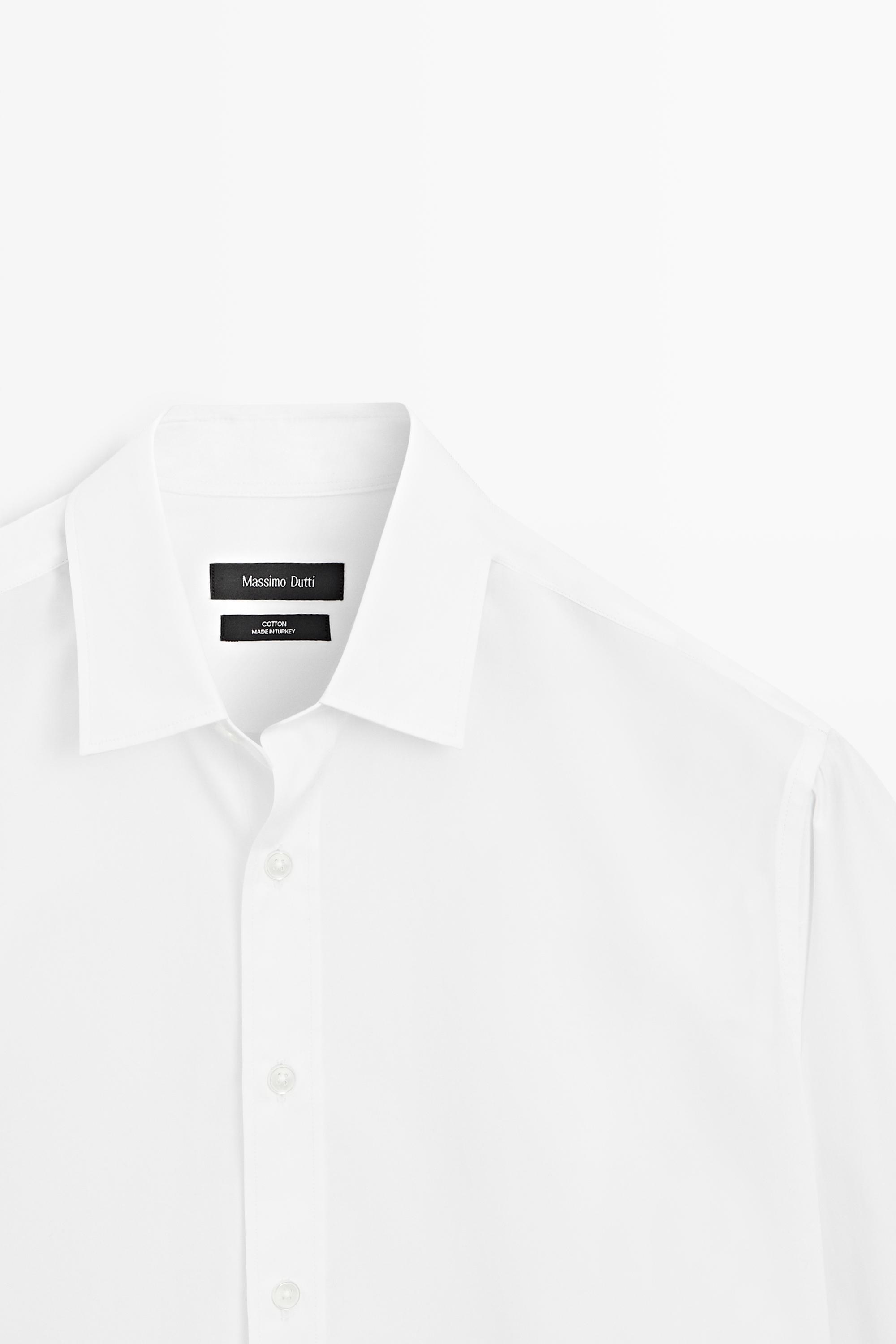 100% cotton regular fit poplin shirt — WHITE