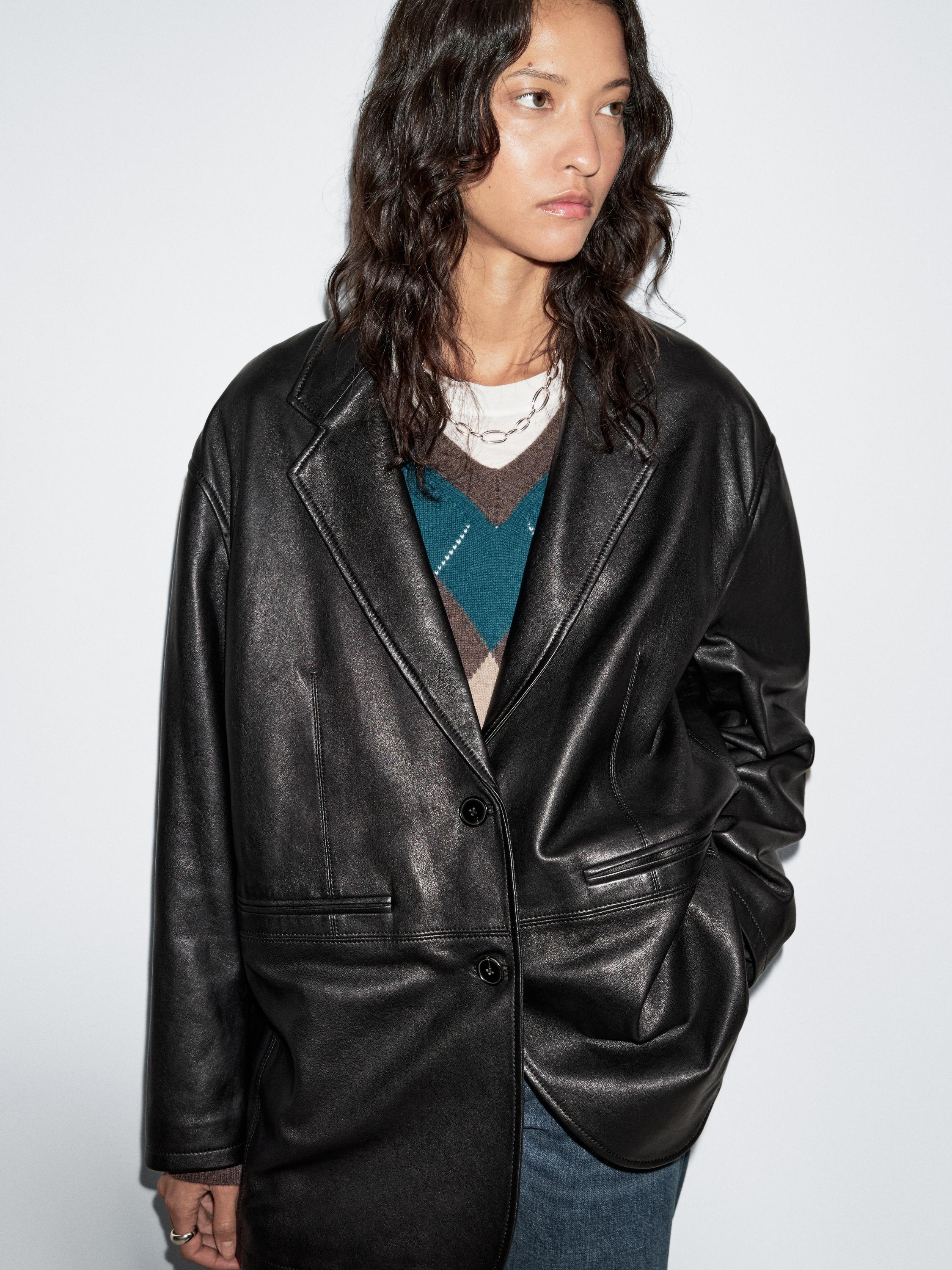 Soft nappa leather blazer