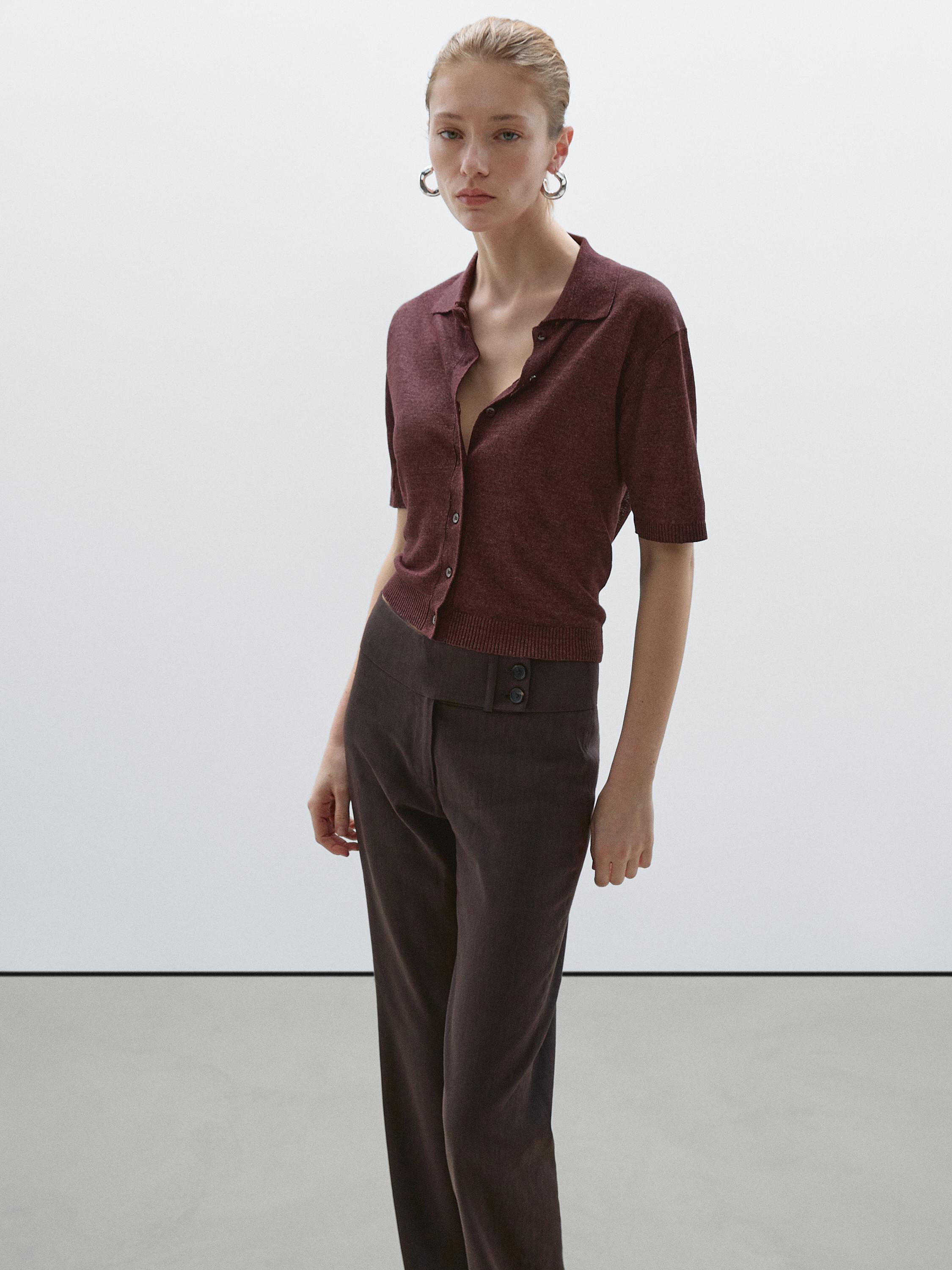 Cardigan manches courtes en lin