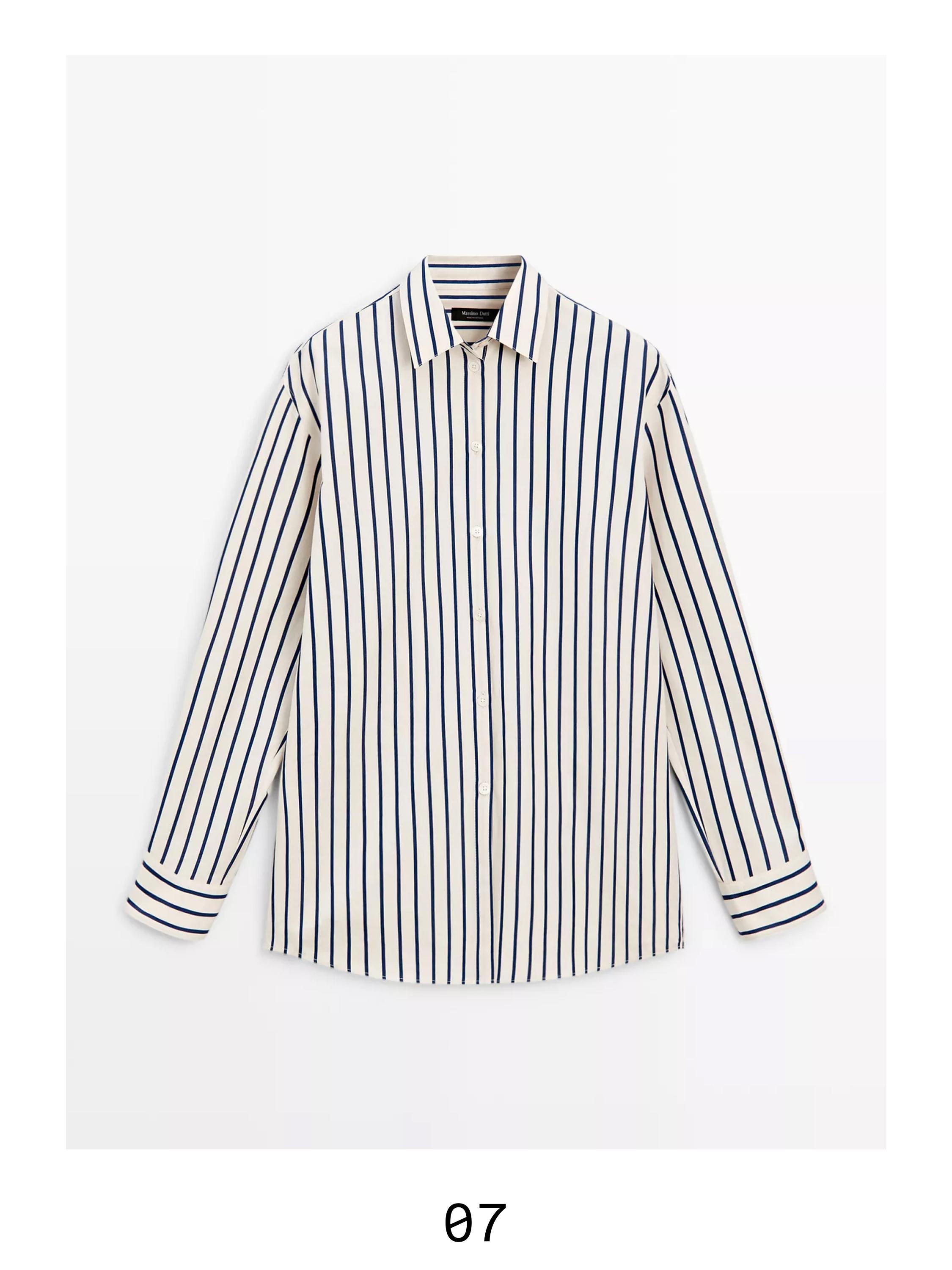 100% cotton striped shirt — Vanilla