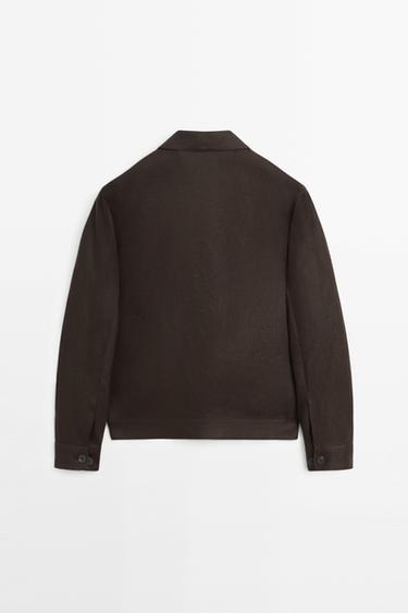 100% linen total look overshirt — BROWN 6