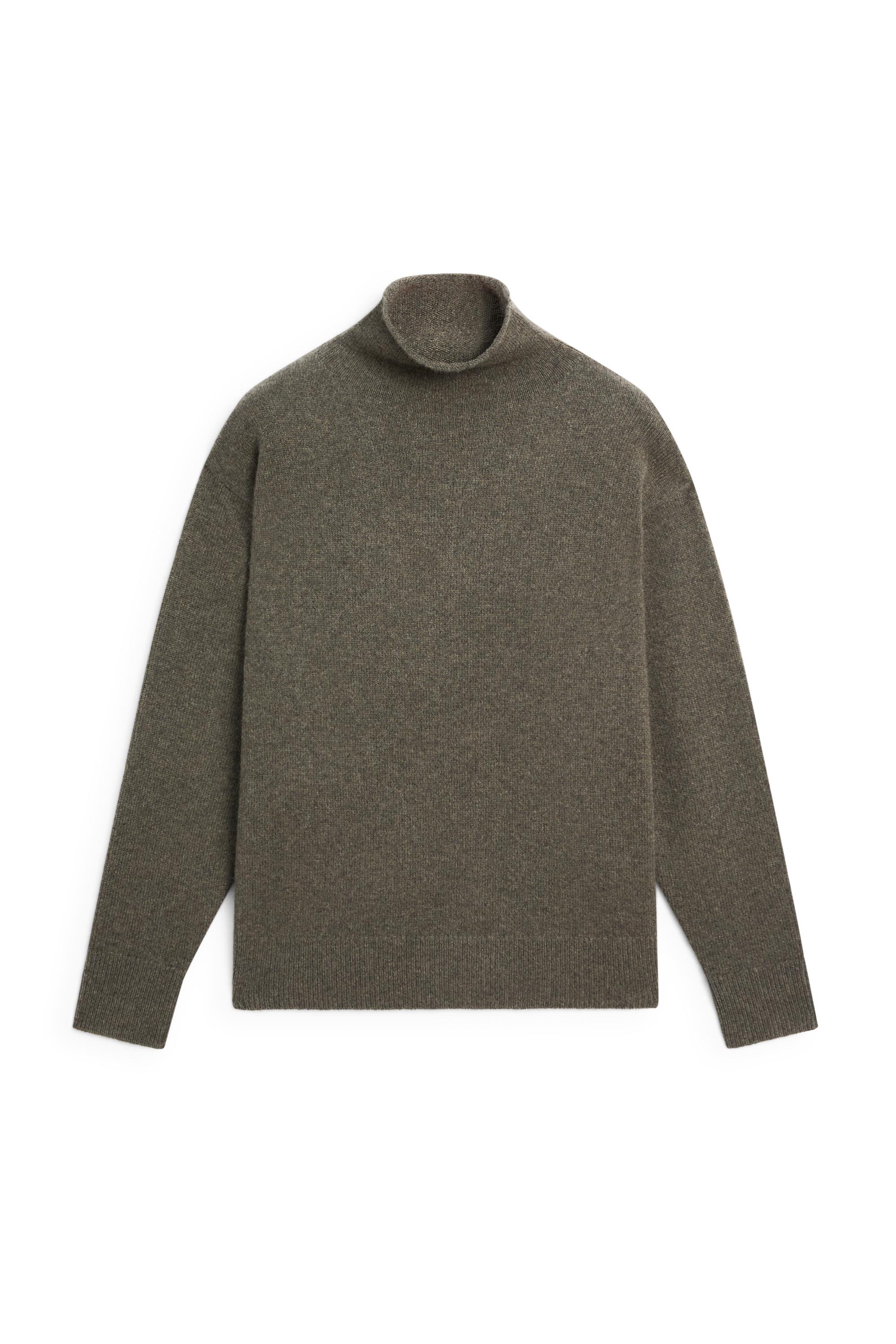 100% cashmere oversize knit sweater — Greyish green