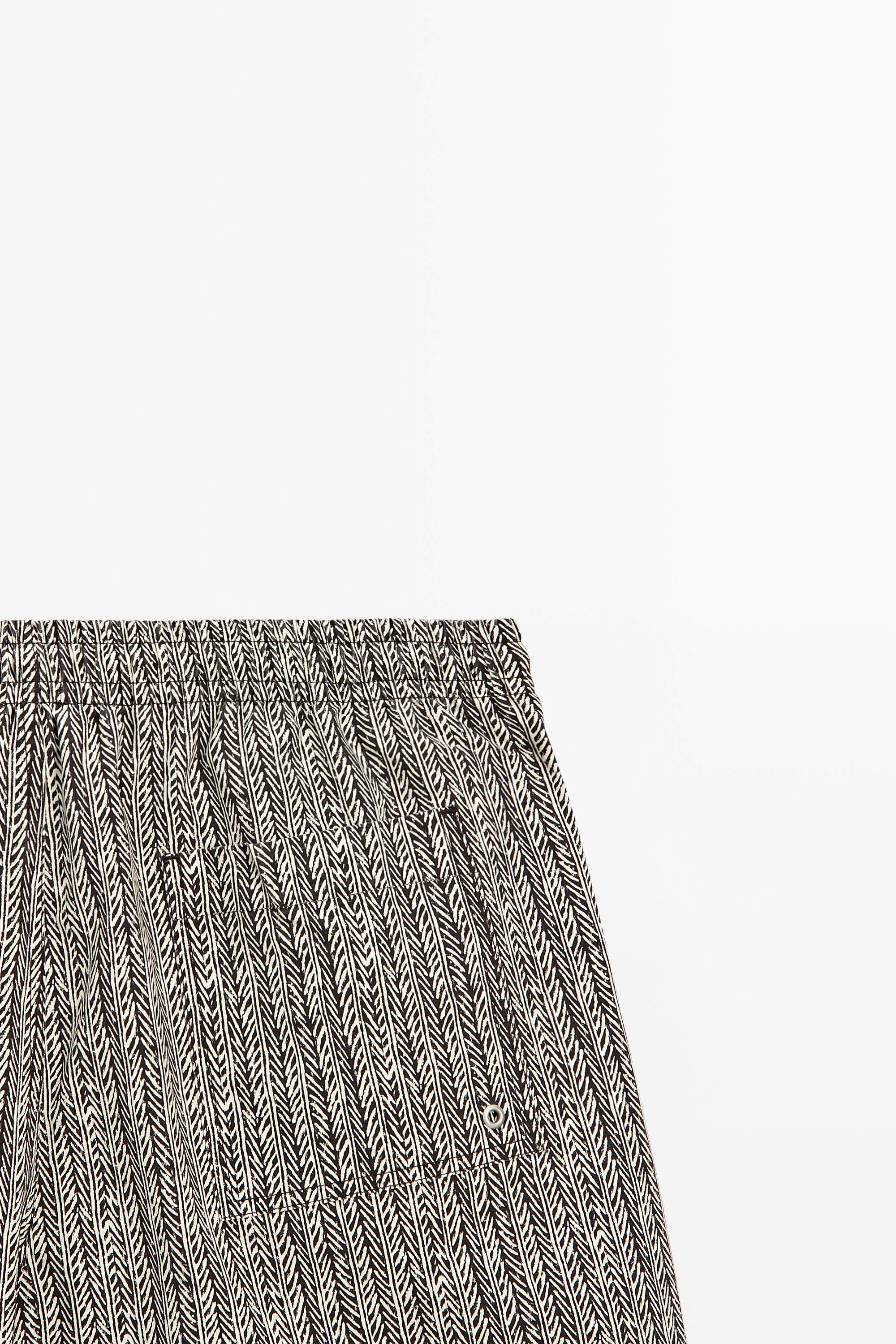 Herringbone print swimsuit — BROWN