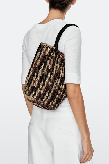 Mini raffia bucket bag — RUSSET 3