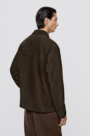 Leather nubuck pocket detail jacket - LIMITED EDITION — BROWN 4