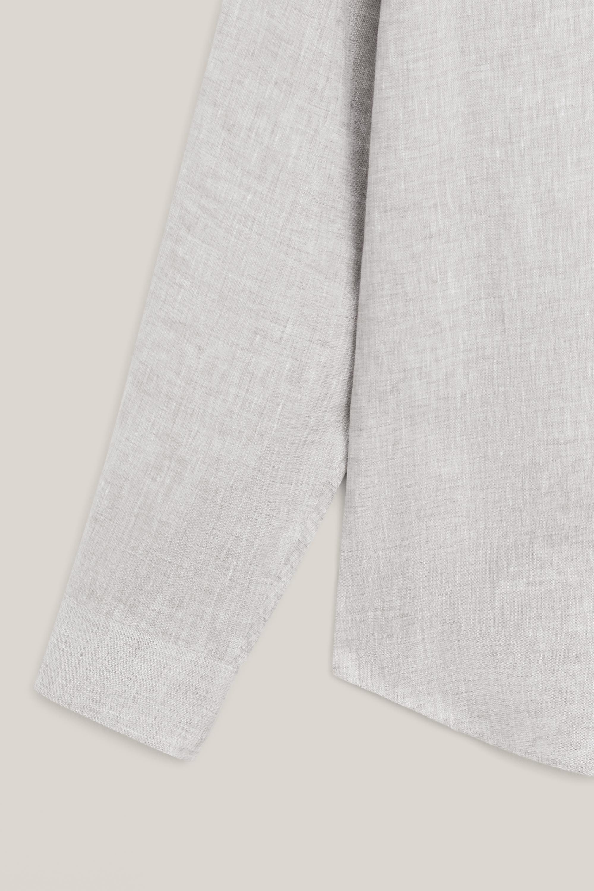 Relaxed fit 100% linen shirt with stand collar - LIMITED EDITION — SAND
