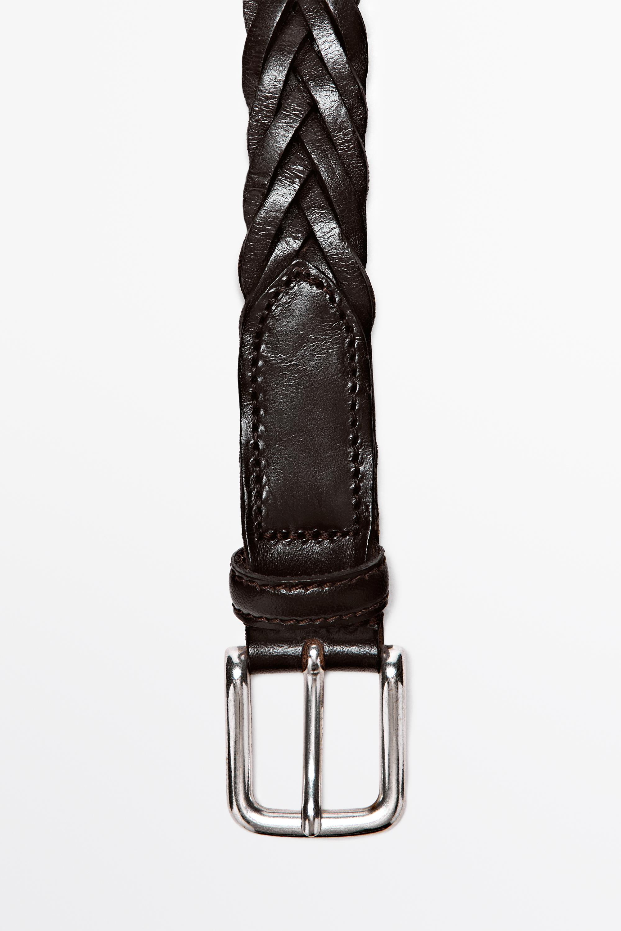 Braided leather belt — BROWN