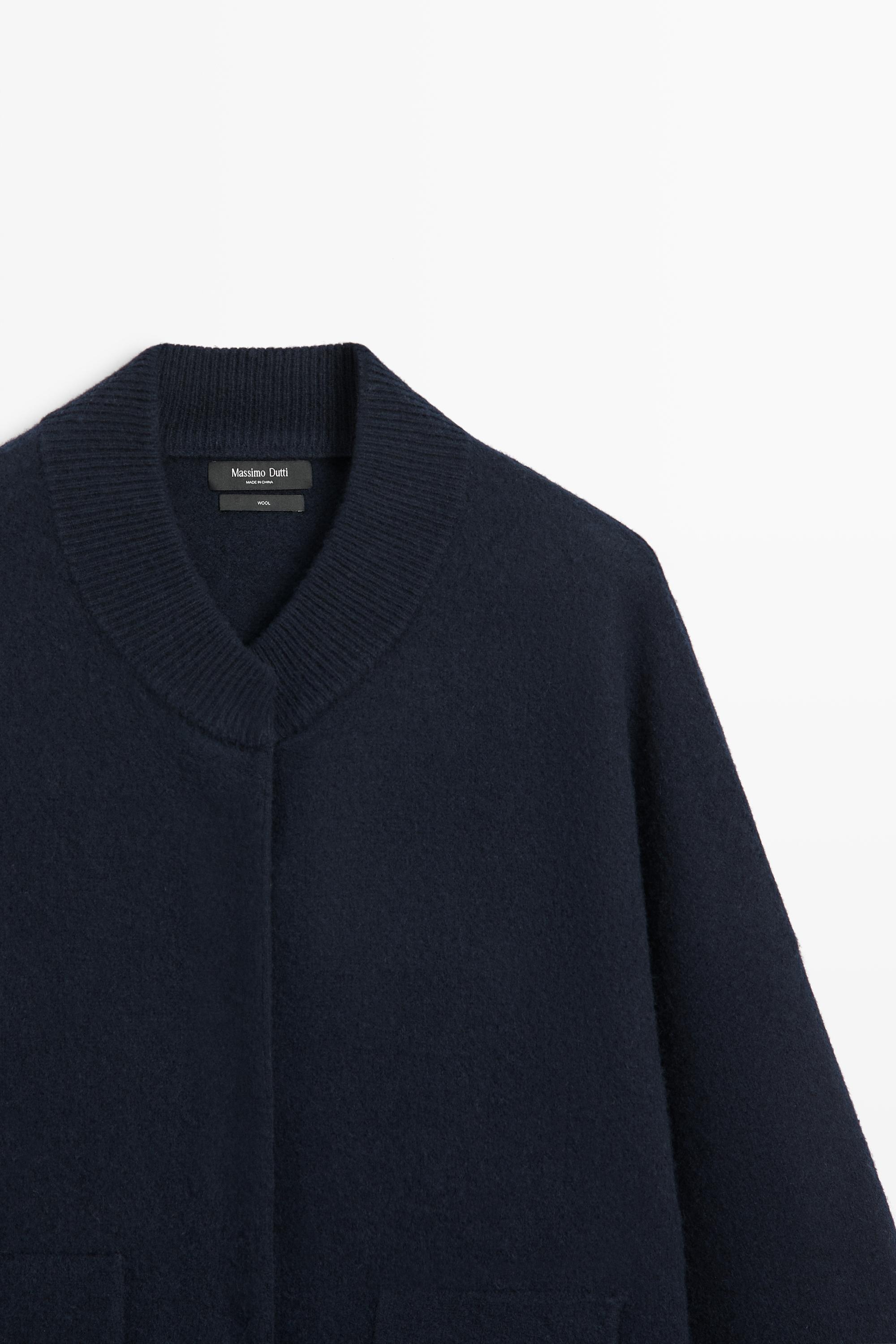 100% wool bomber jacket with pockets - thumbnail 4