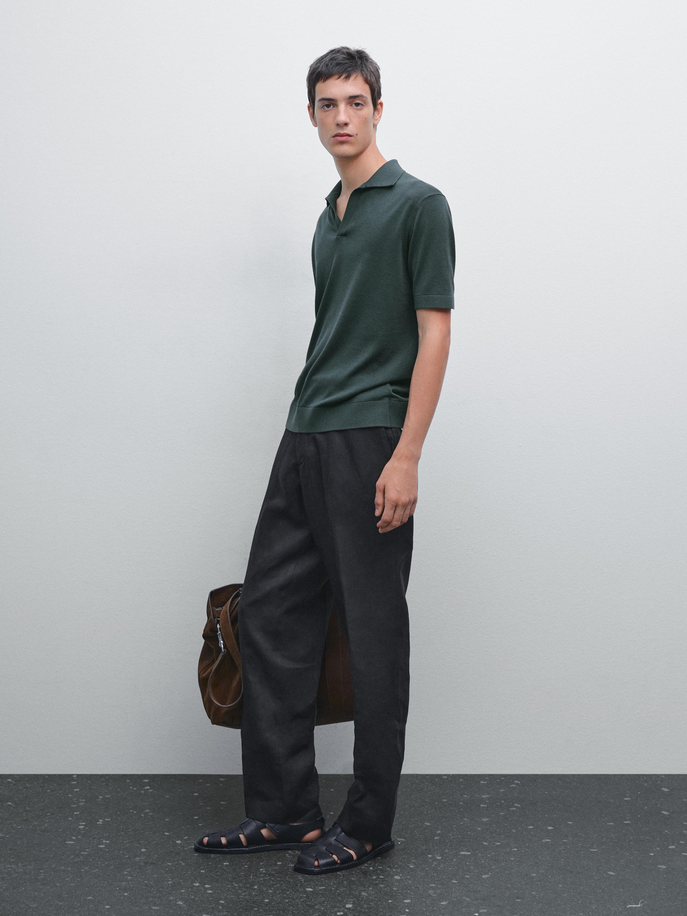 Knit V-neck polo shirt