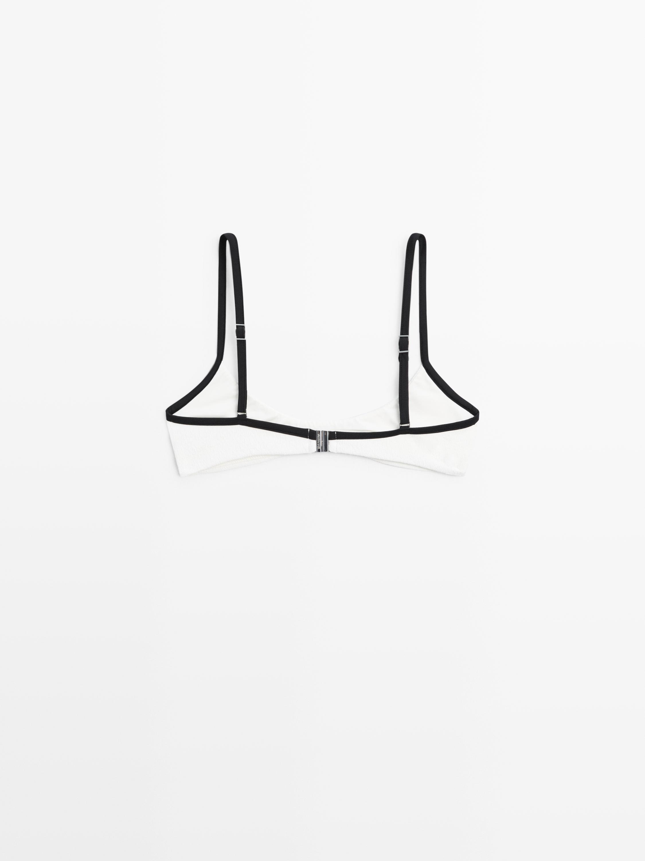 Contrast textured bikini top — Off white