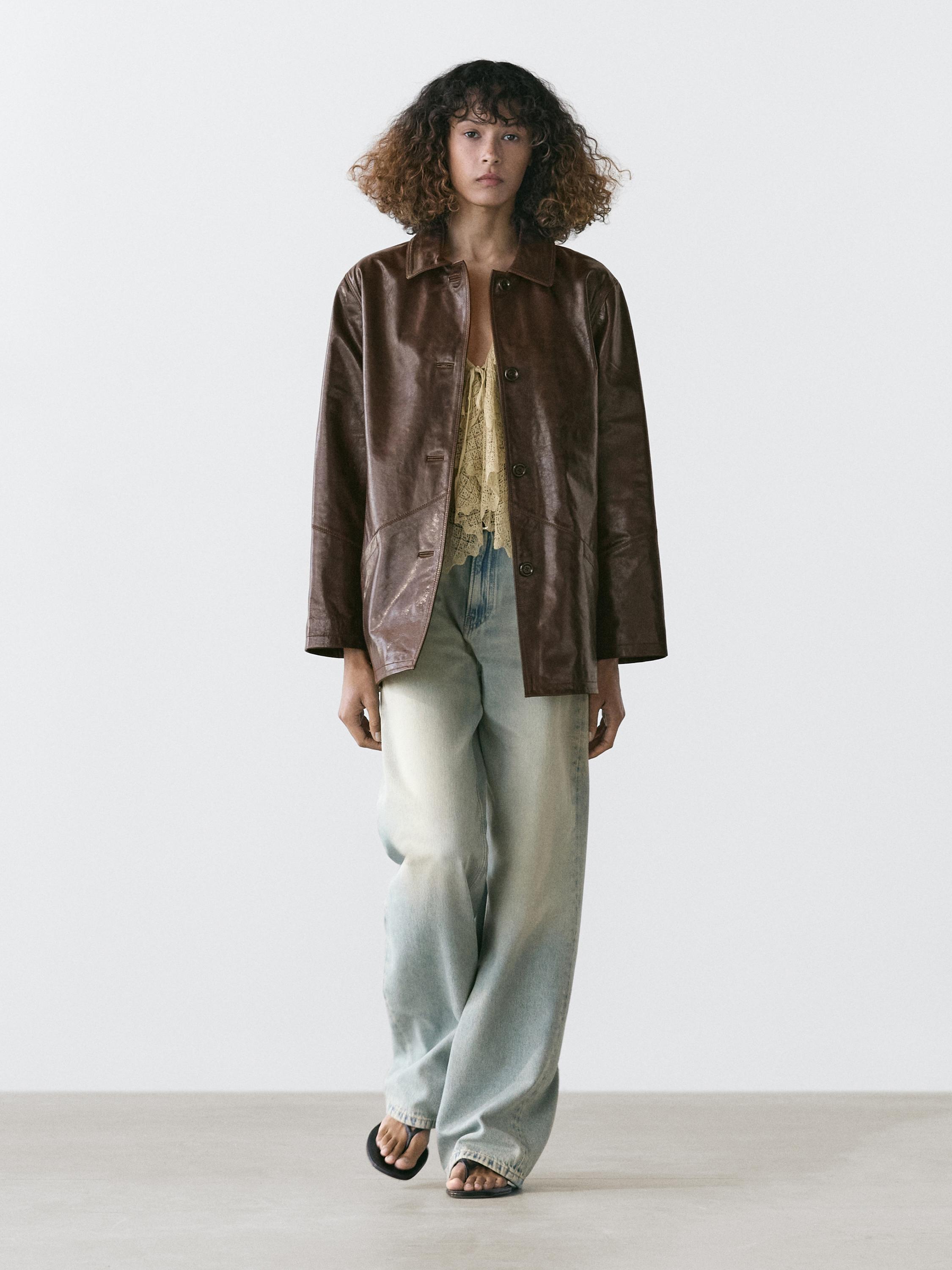Nappa leather jacket — BROWN