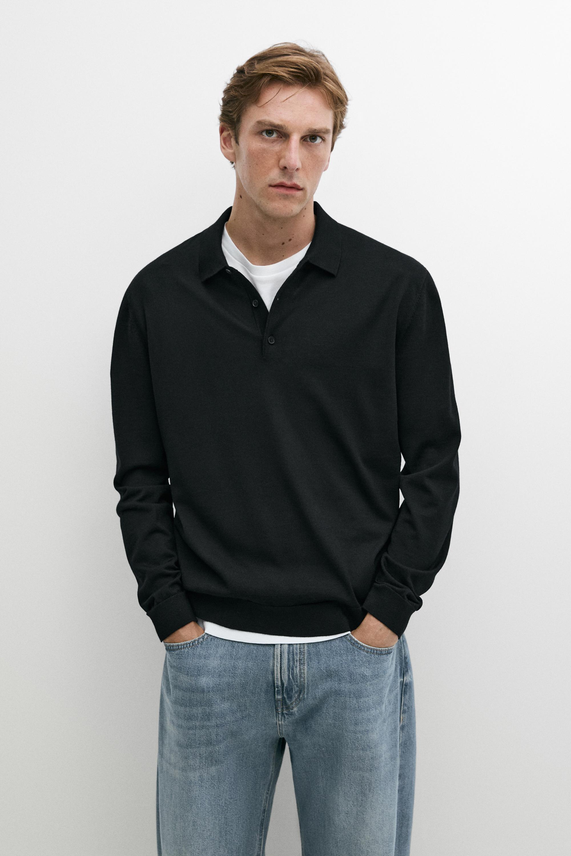 Pull polo en maille 100 % laine mérinos