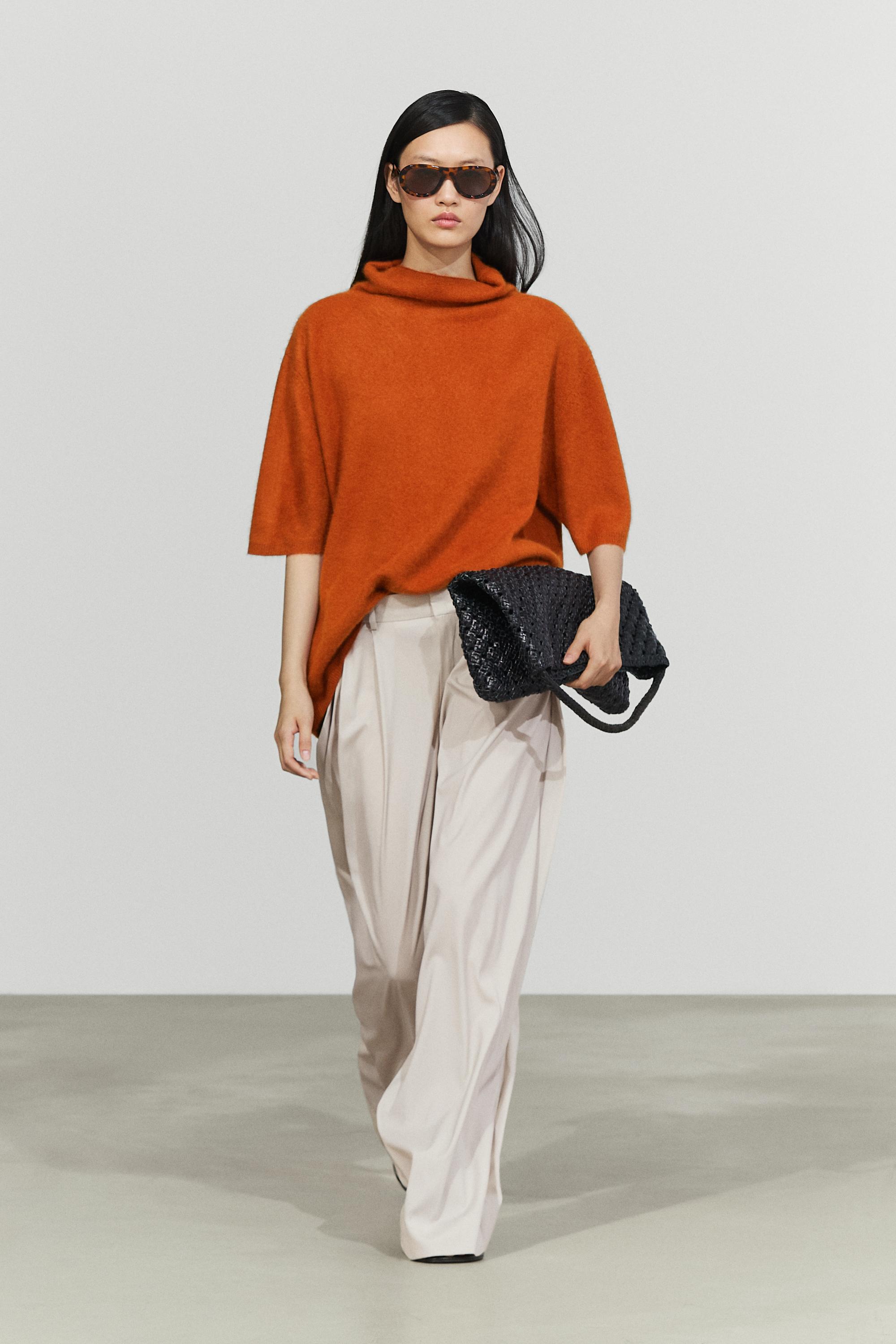 Wool blend darted pants with button detail