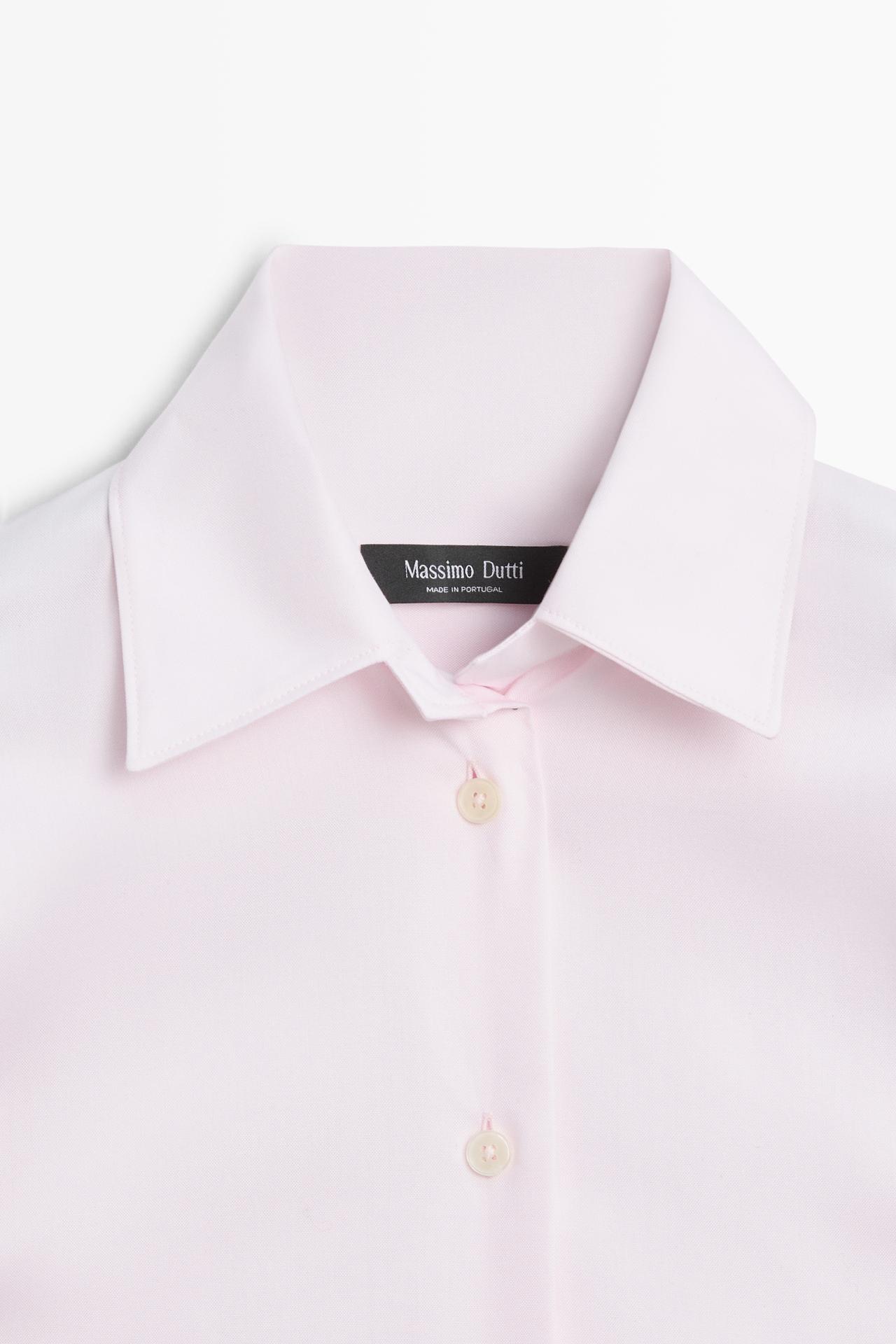 Long 100% cotton poplin shirt — PINK