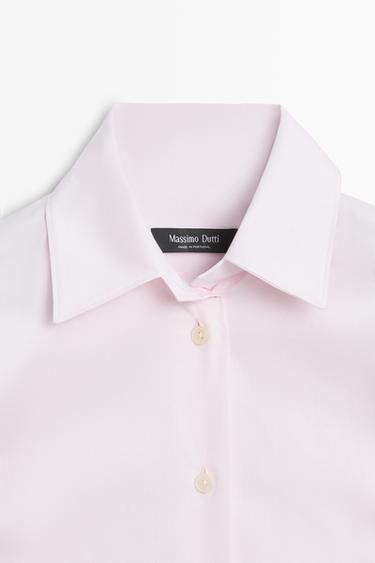 Long 100% cotton poplin shirt — PINK 4