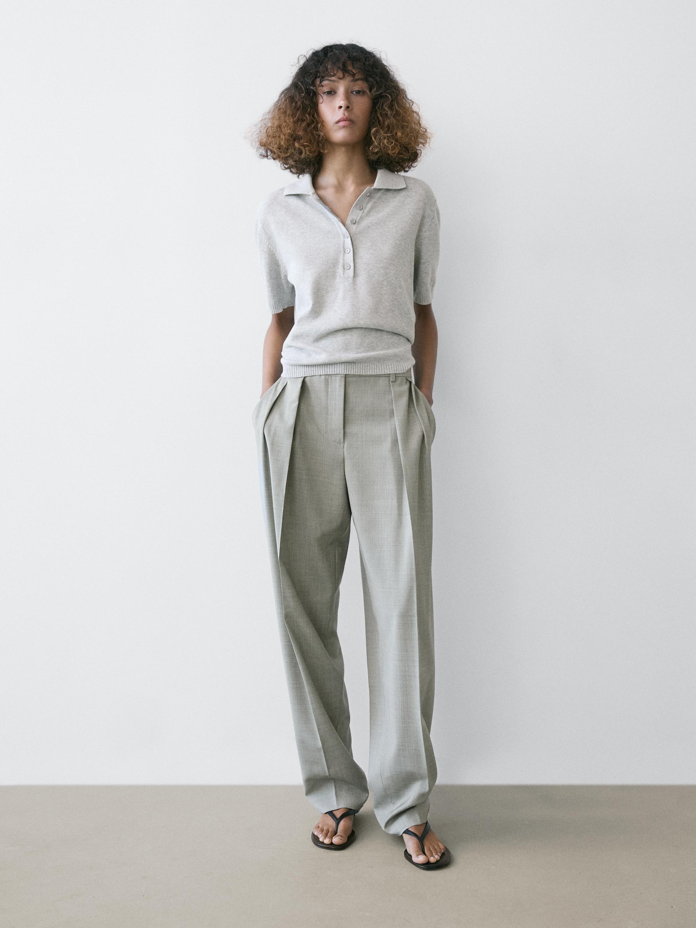 Cotton knit polo sweater