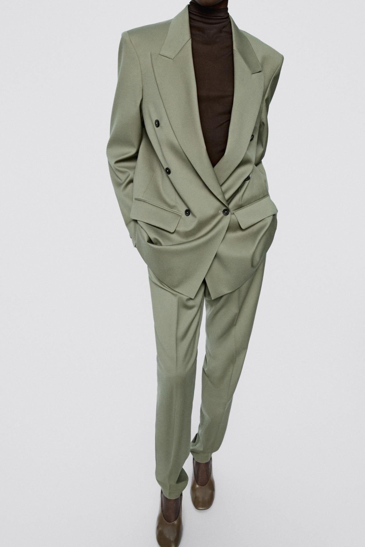 Oversize double-breasted suit blazer - LIMITED EDITION — Green-grey