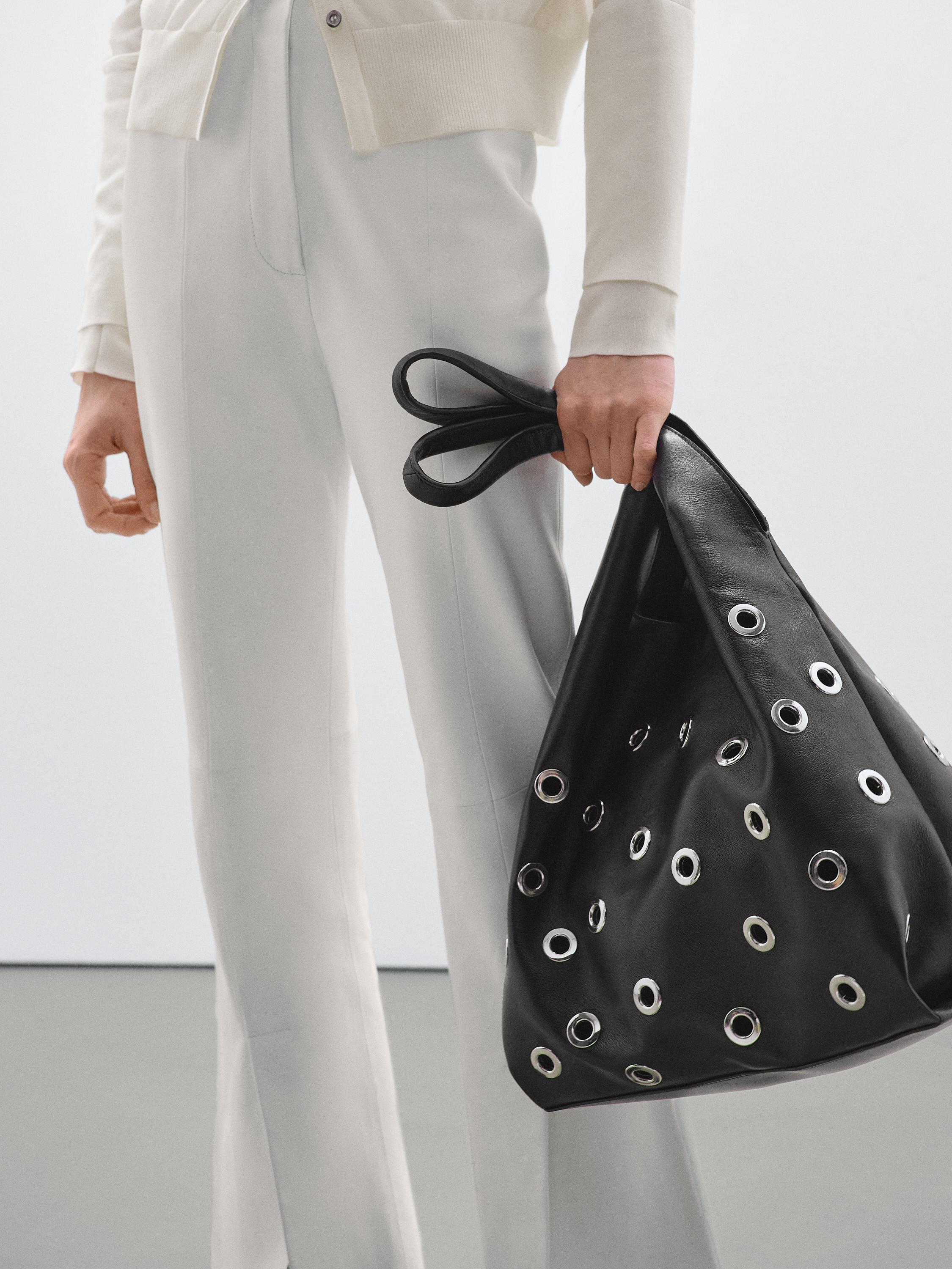 Flared leather trousers with vents - Studio