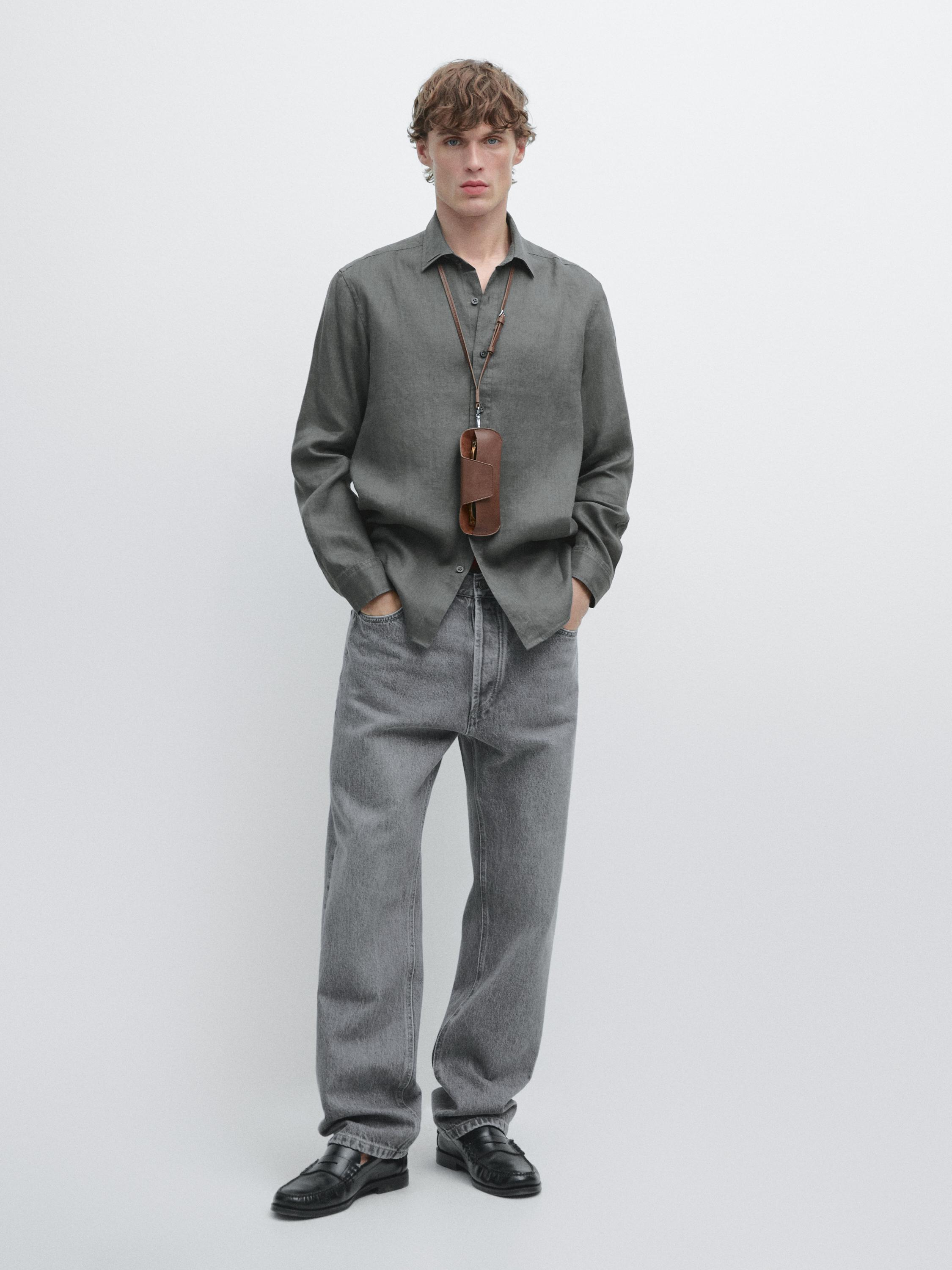 Slim fit 100% linen shirt