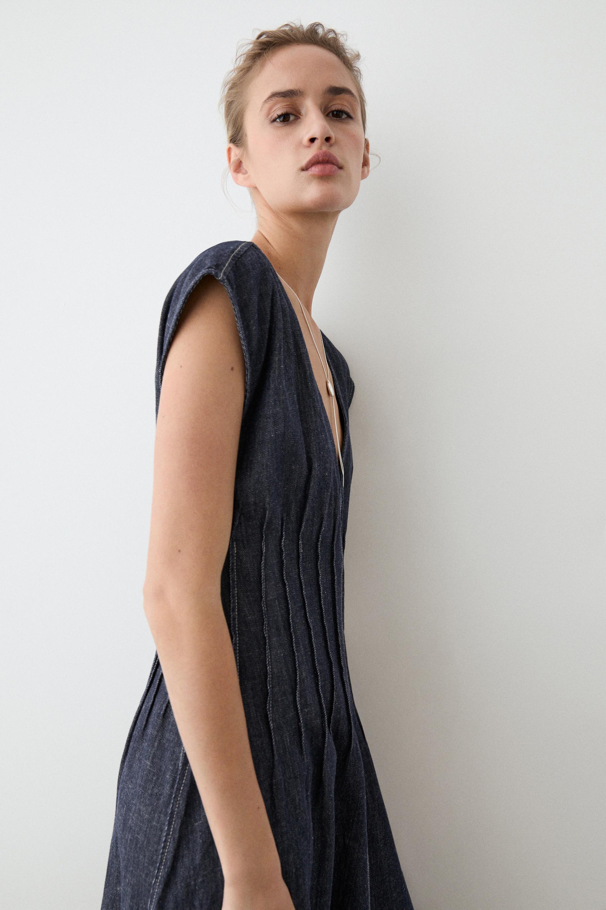 Denim midi dress — DARK BLUE
