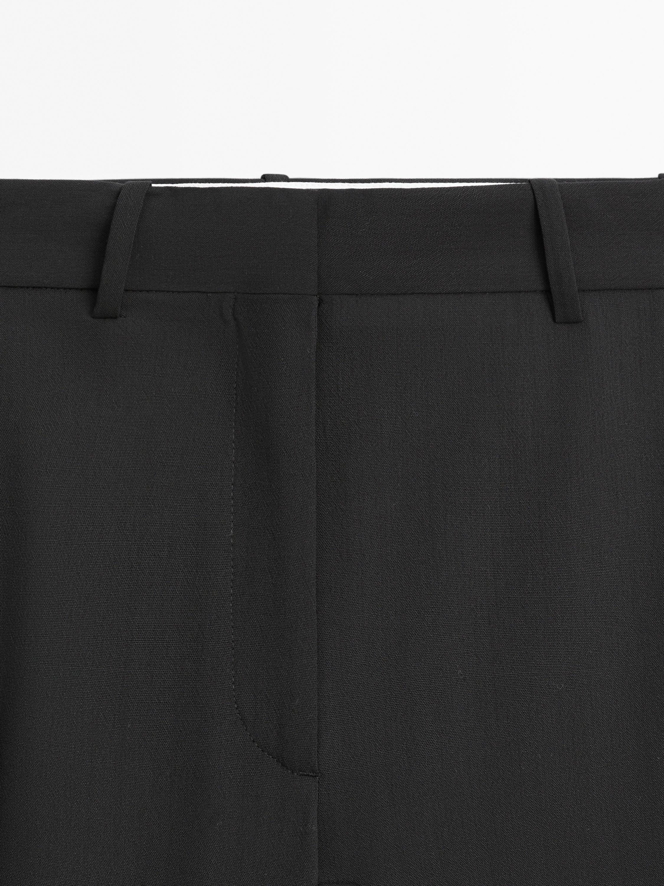 Darted wool blend trousers