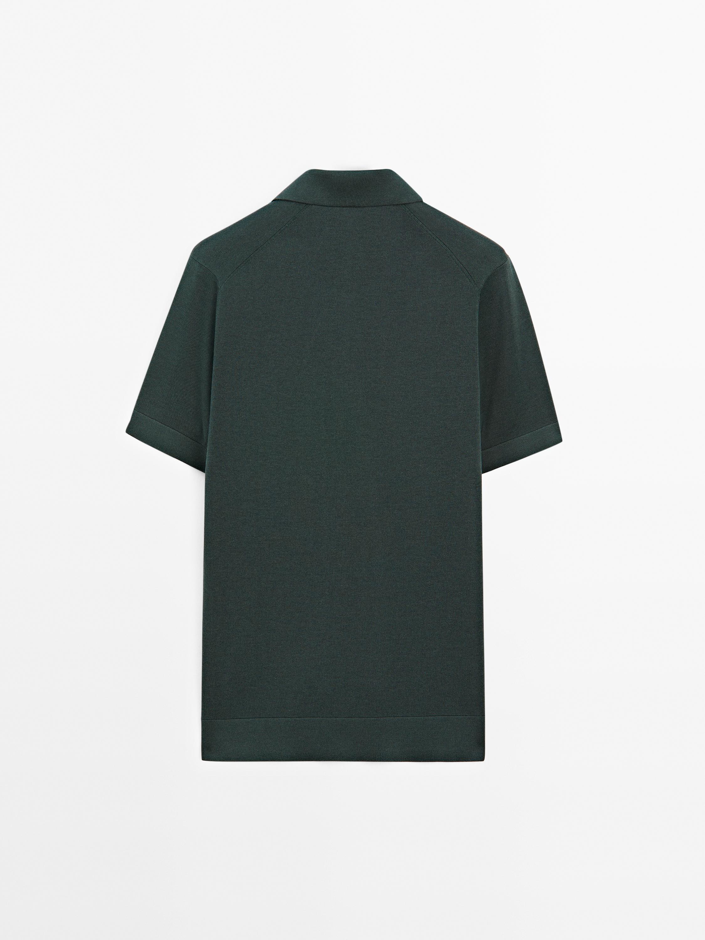 Knit V-neck polo shirt
