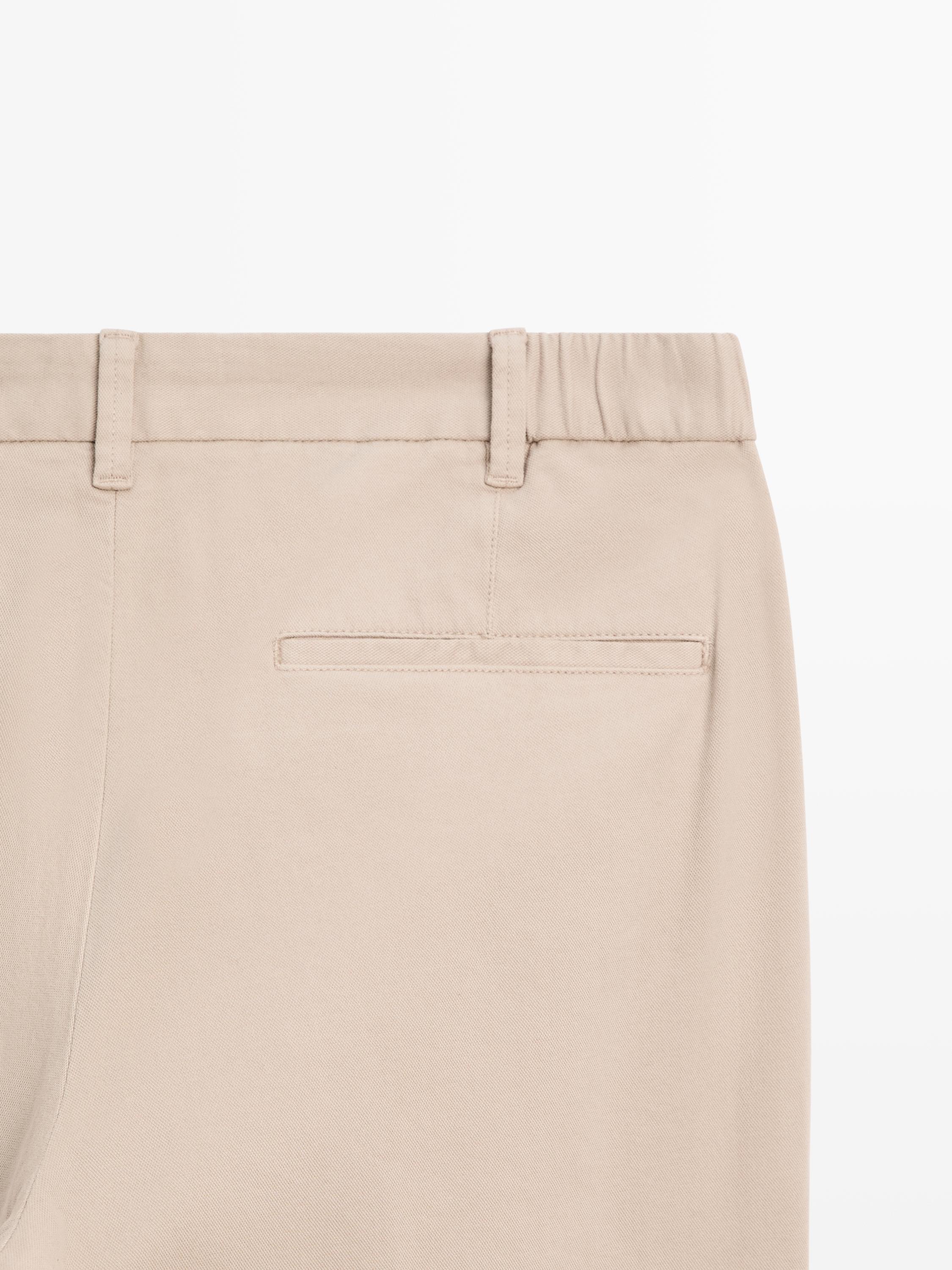 Cotton blend slim fit trousers — BEIGE