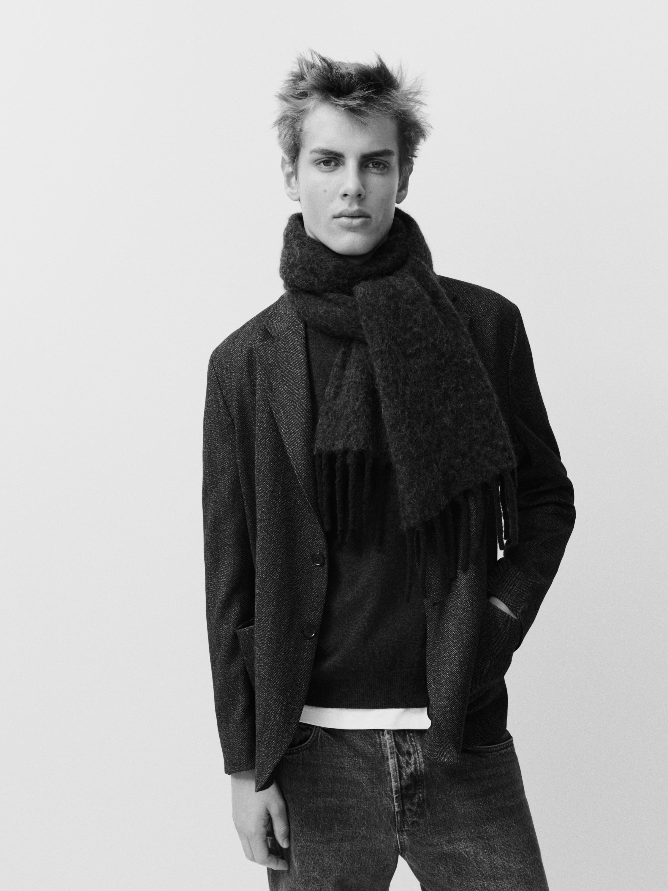 Herringbone wool blend blazer — CHARCOAL