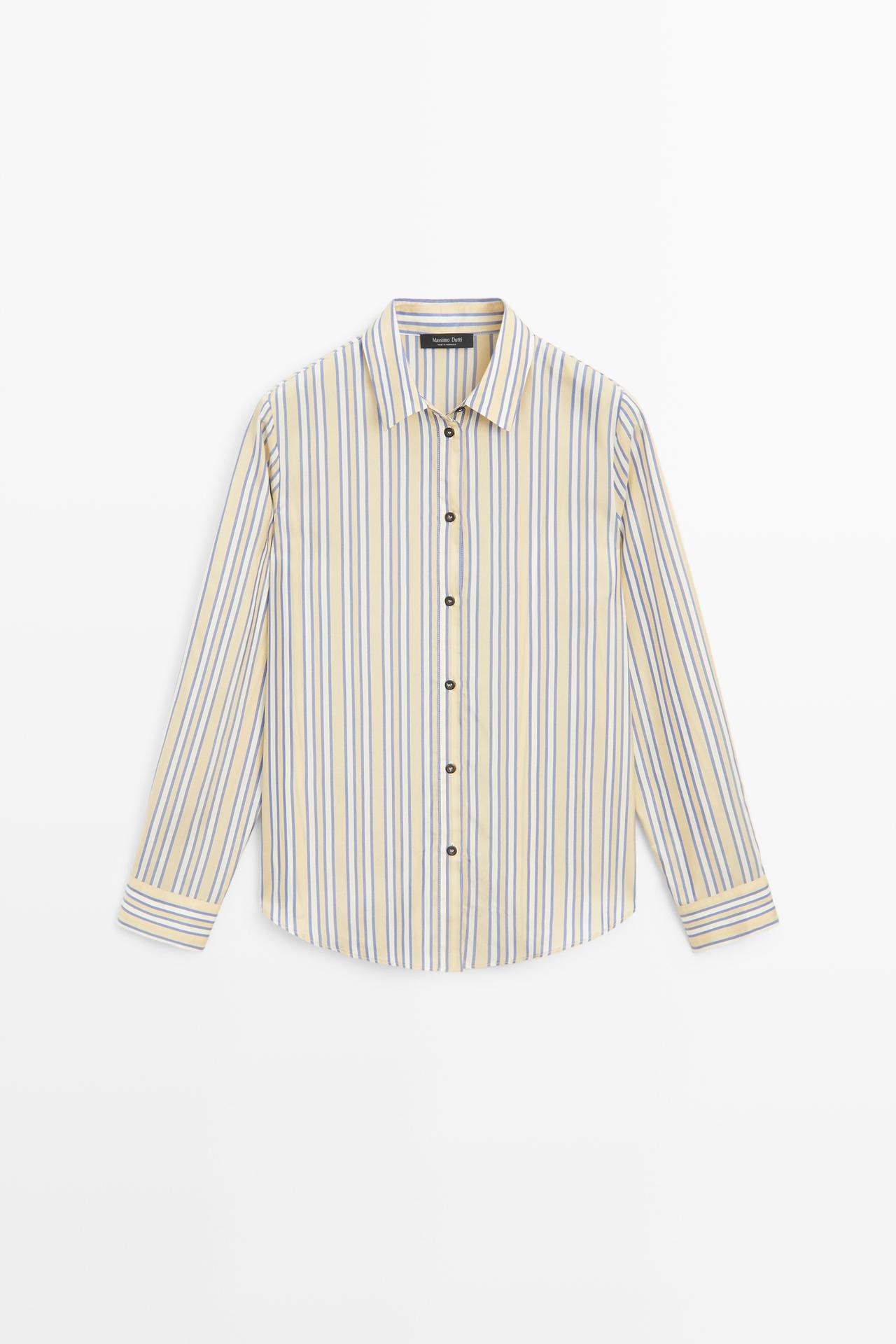 Flowy striped-detail shirt — Yellow