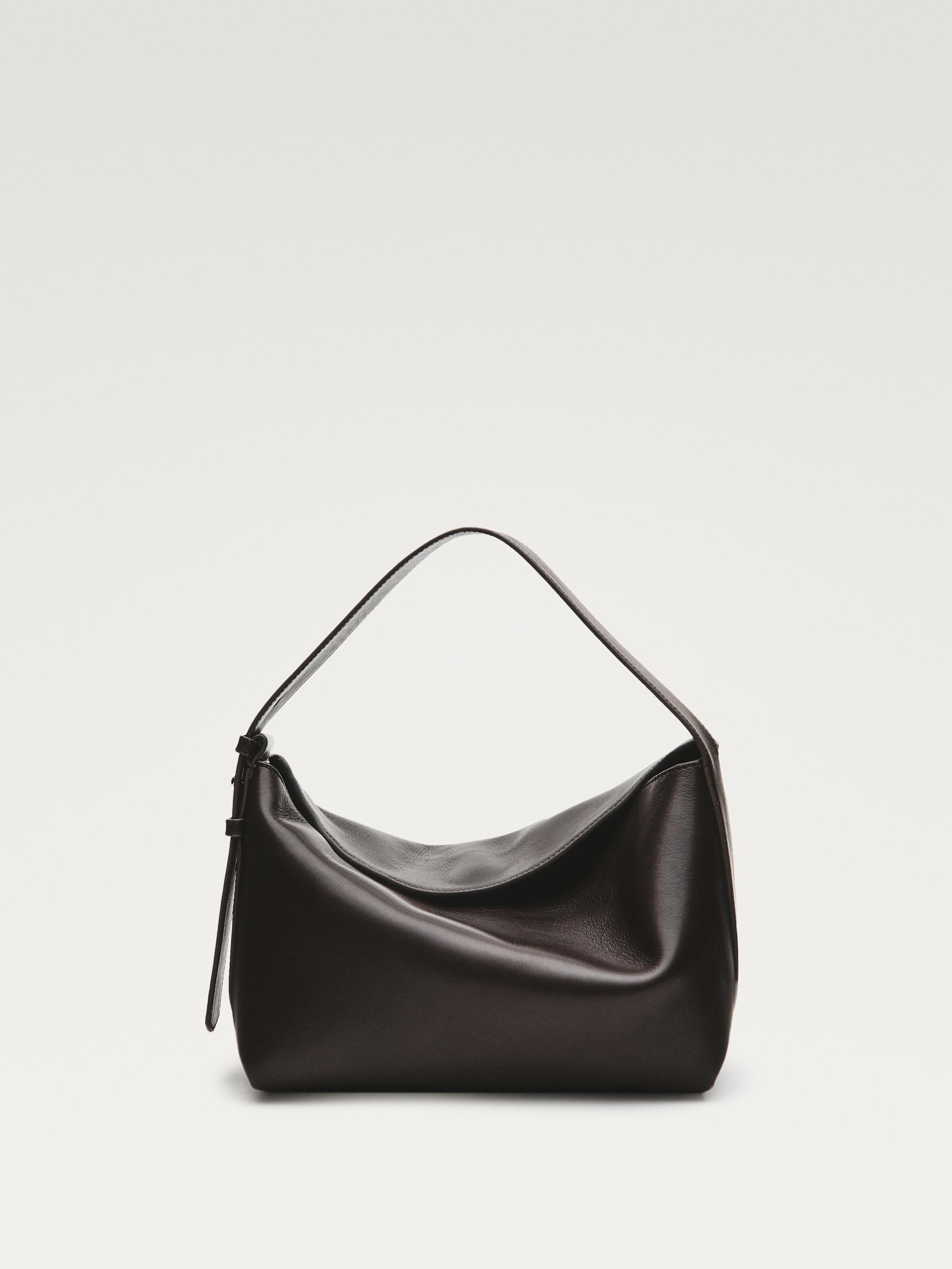 Small nappa leather shoulder bag — BROWN