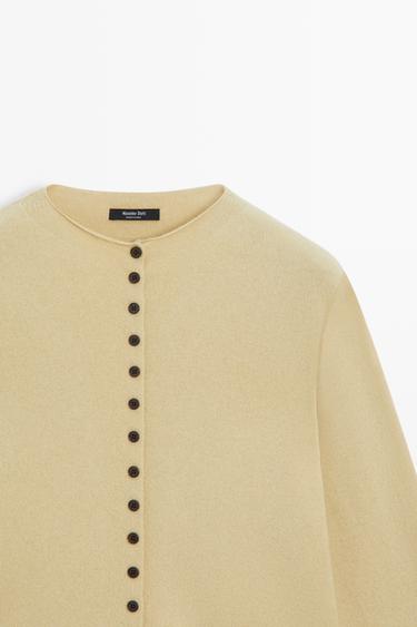 Wool-blend knit cardigan with buttons — OLIVE 4