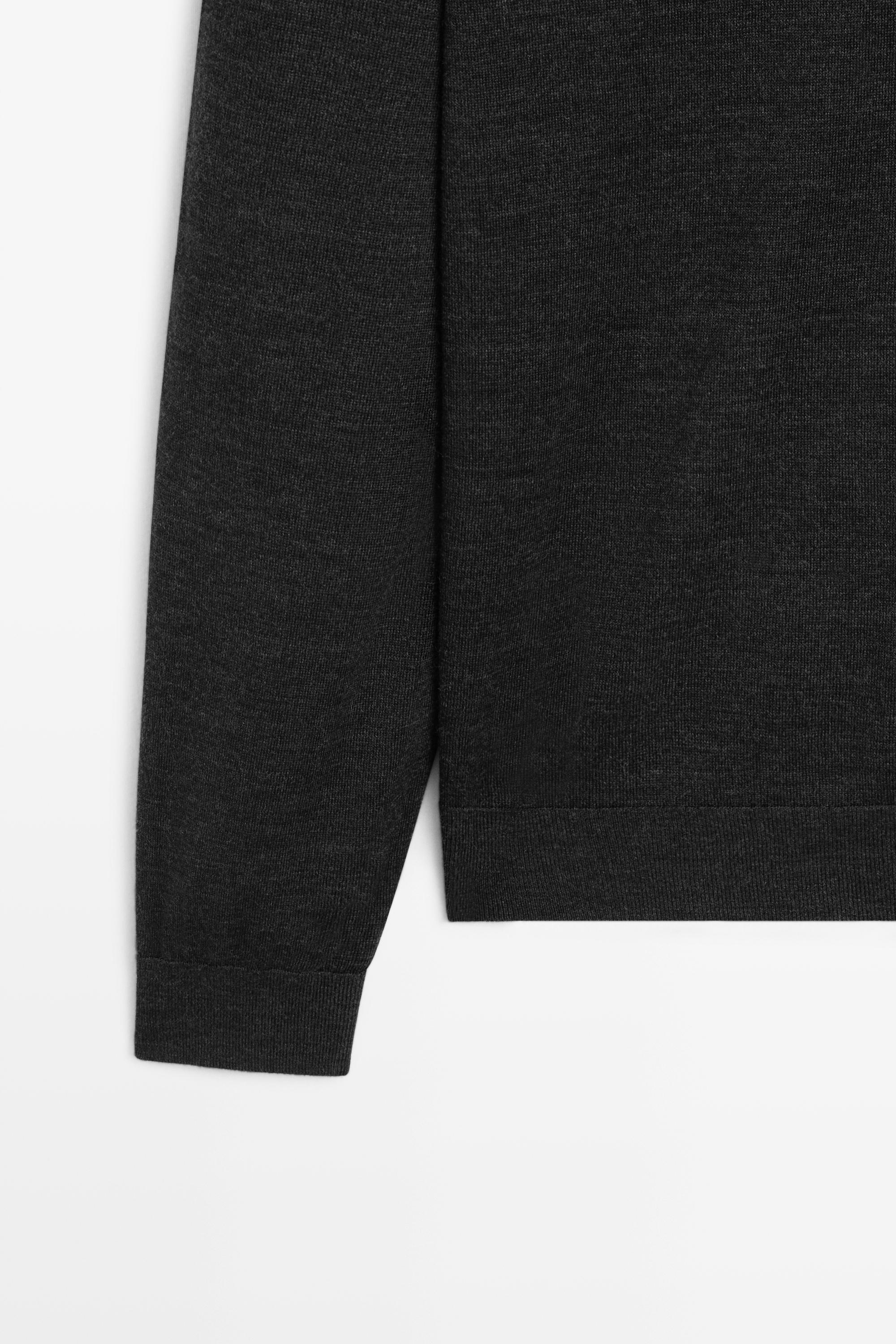 100% merino wool knit polo sweater — CHARCOAL