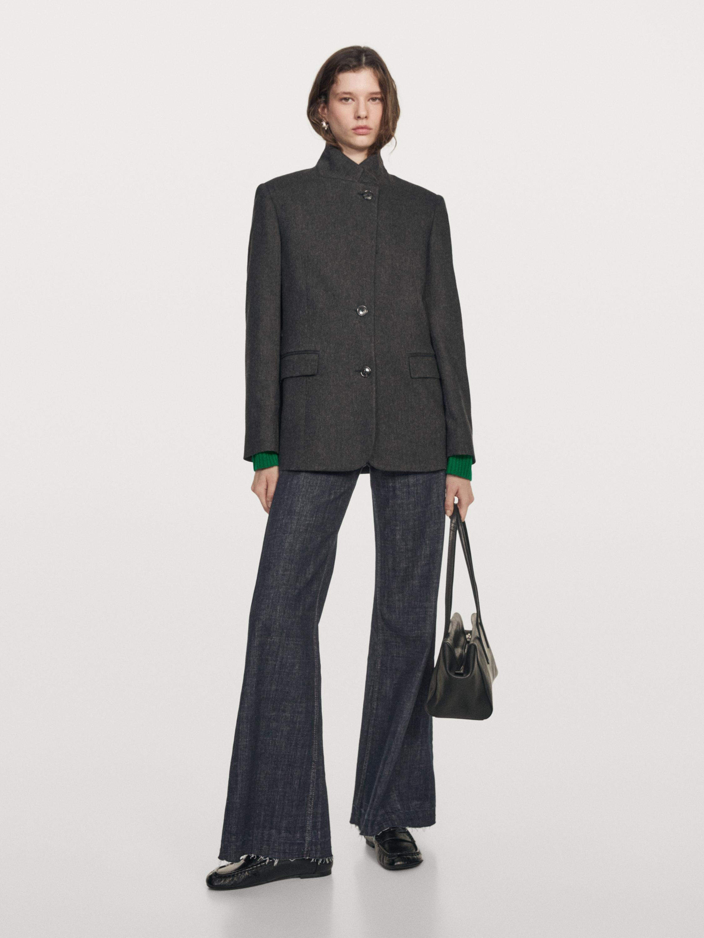 Flared high-waist jeans — DARK BLUE