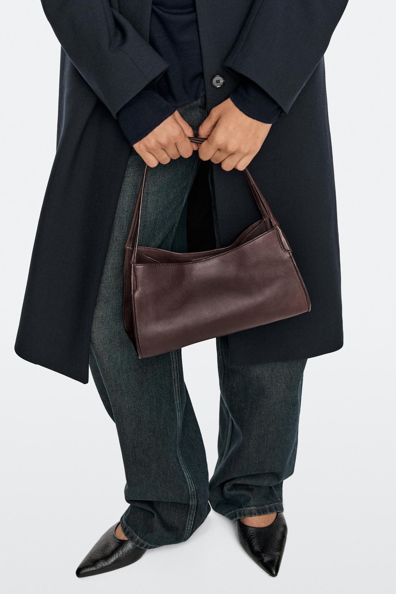 Mini nappa leather satchel — BURGUNDY