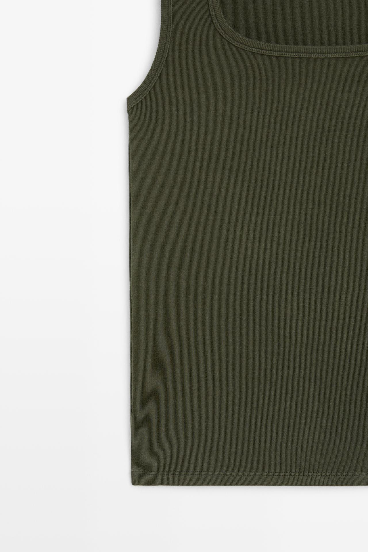 Square Neck Top — DARK KHAKI