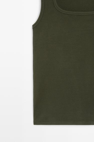 Square Neck Top — DARK KHAKI 7