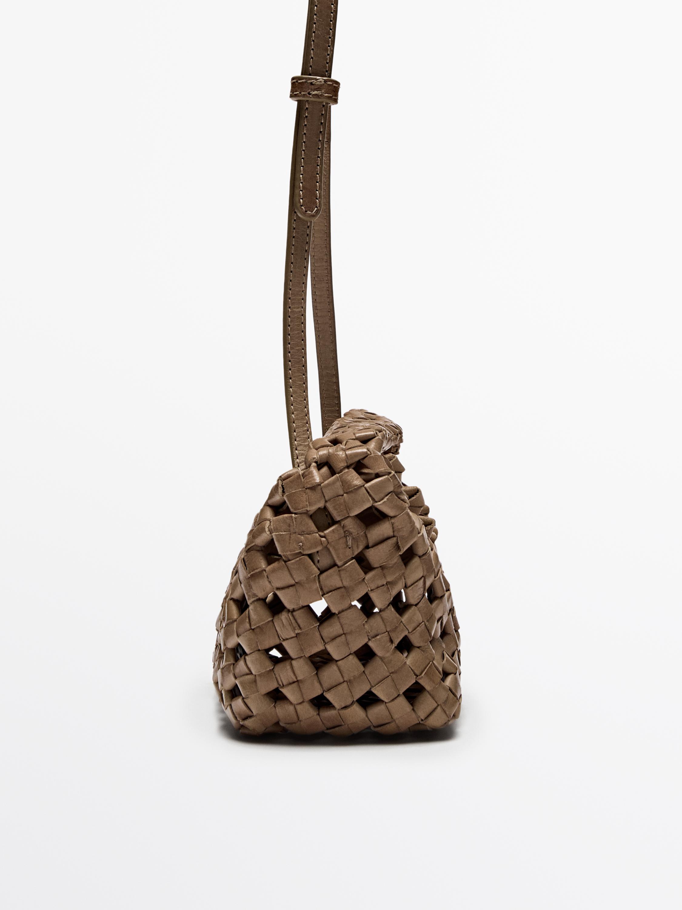 Mini-sac tressé en cuir nappa