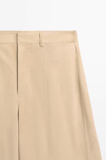 Long suede leather Bermuda shorts — BEIGE 9