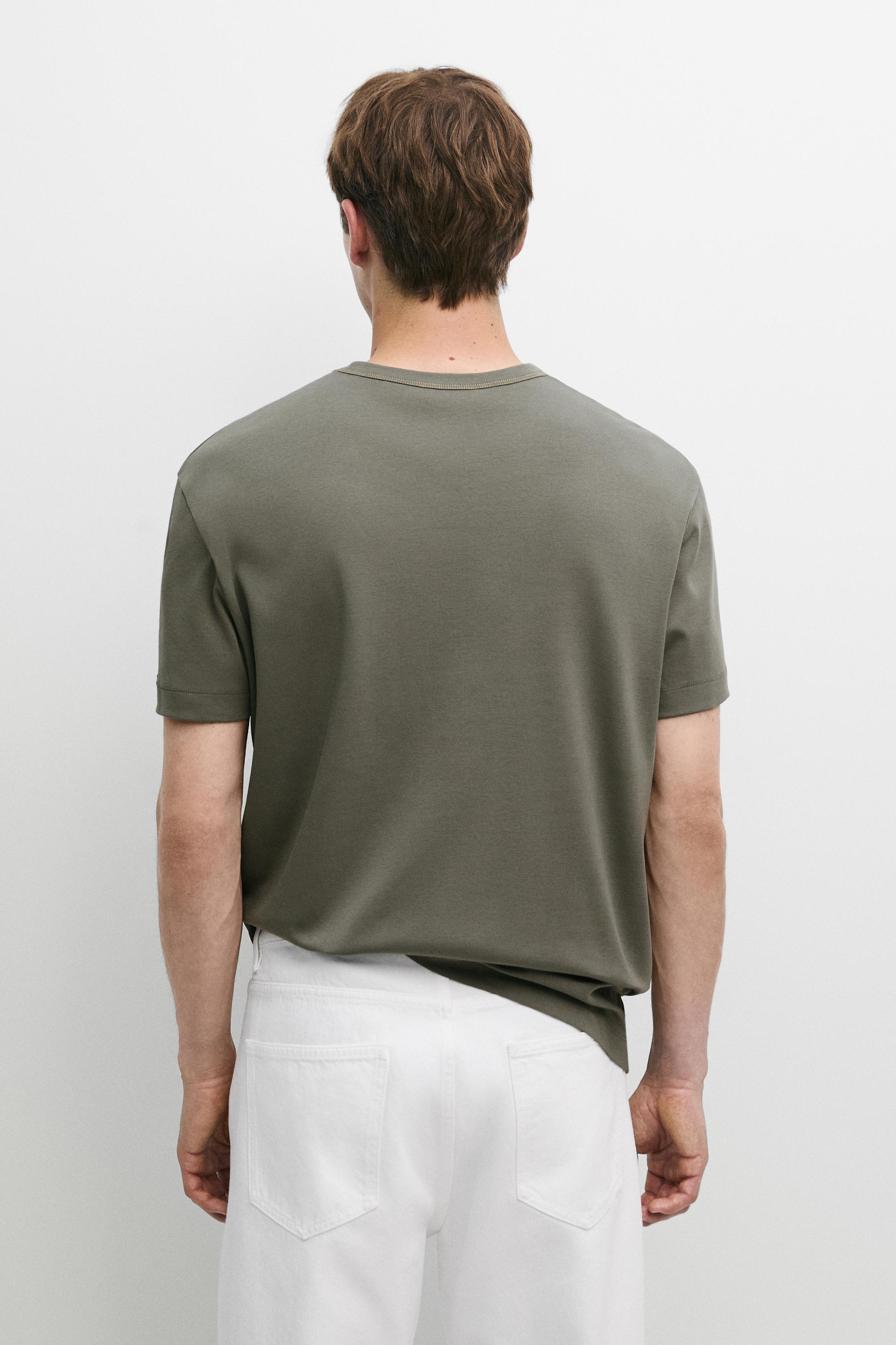 100% cotton short-sleeve T-shirt — KHAKI