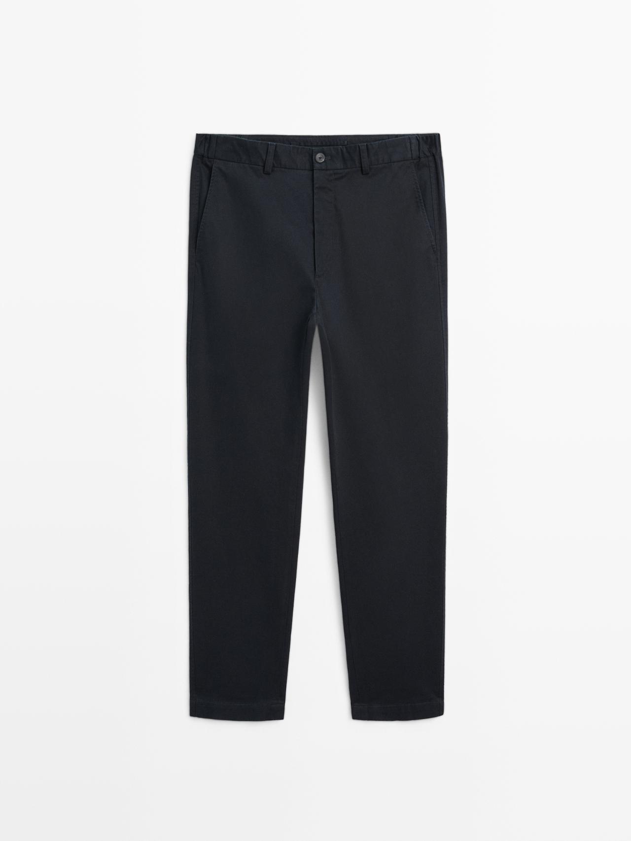 Massimo Dutti - Heren - Slim Fit Broek Met Elastisch Detail Aan De Zijkant - Marineblauw - 46