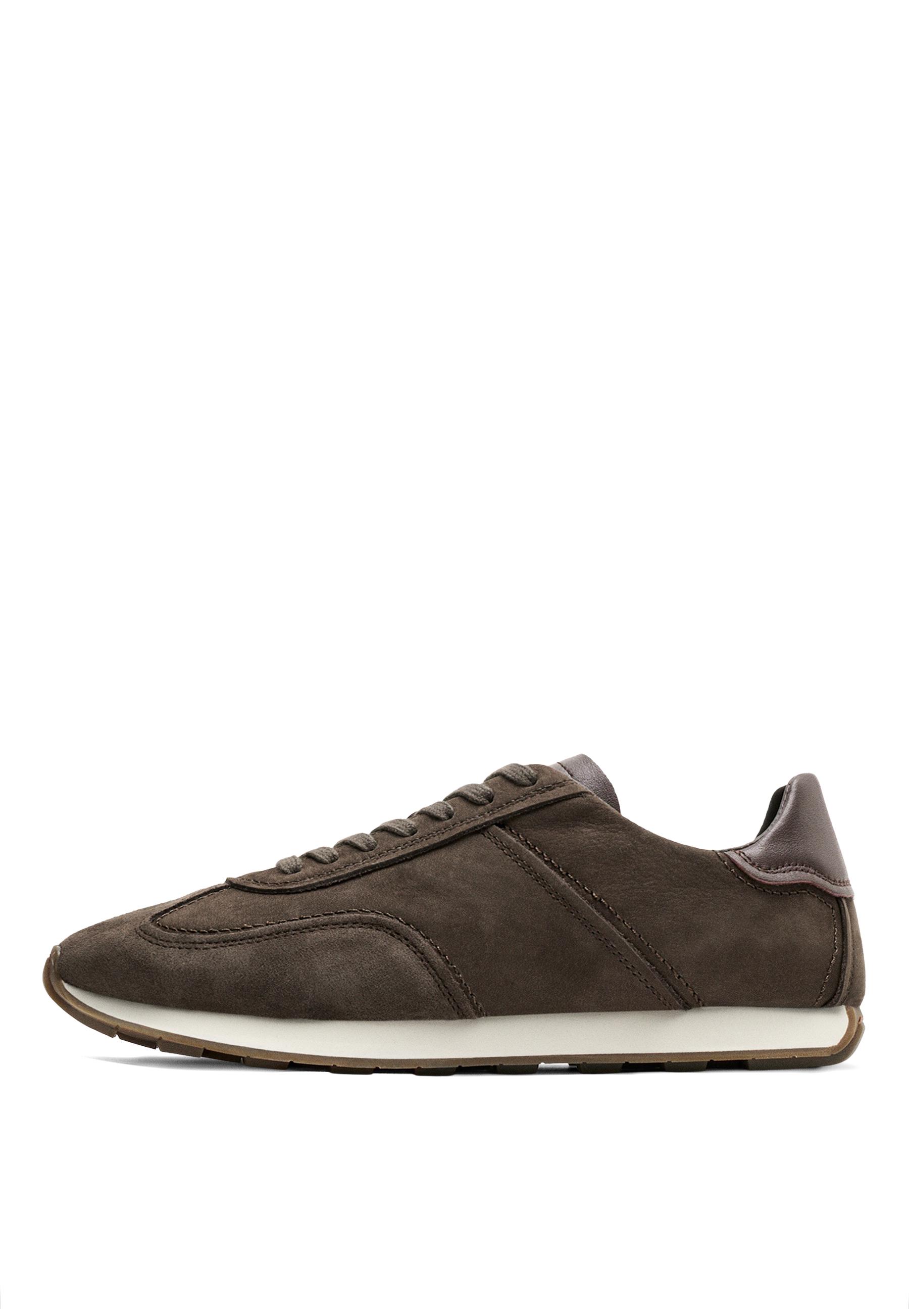 Milled nappa leather sneaker — BROWN