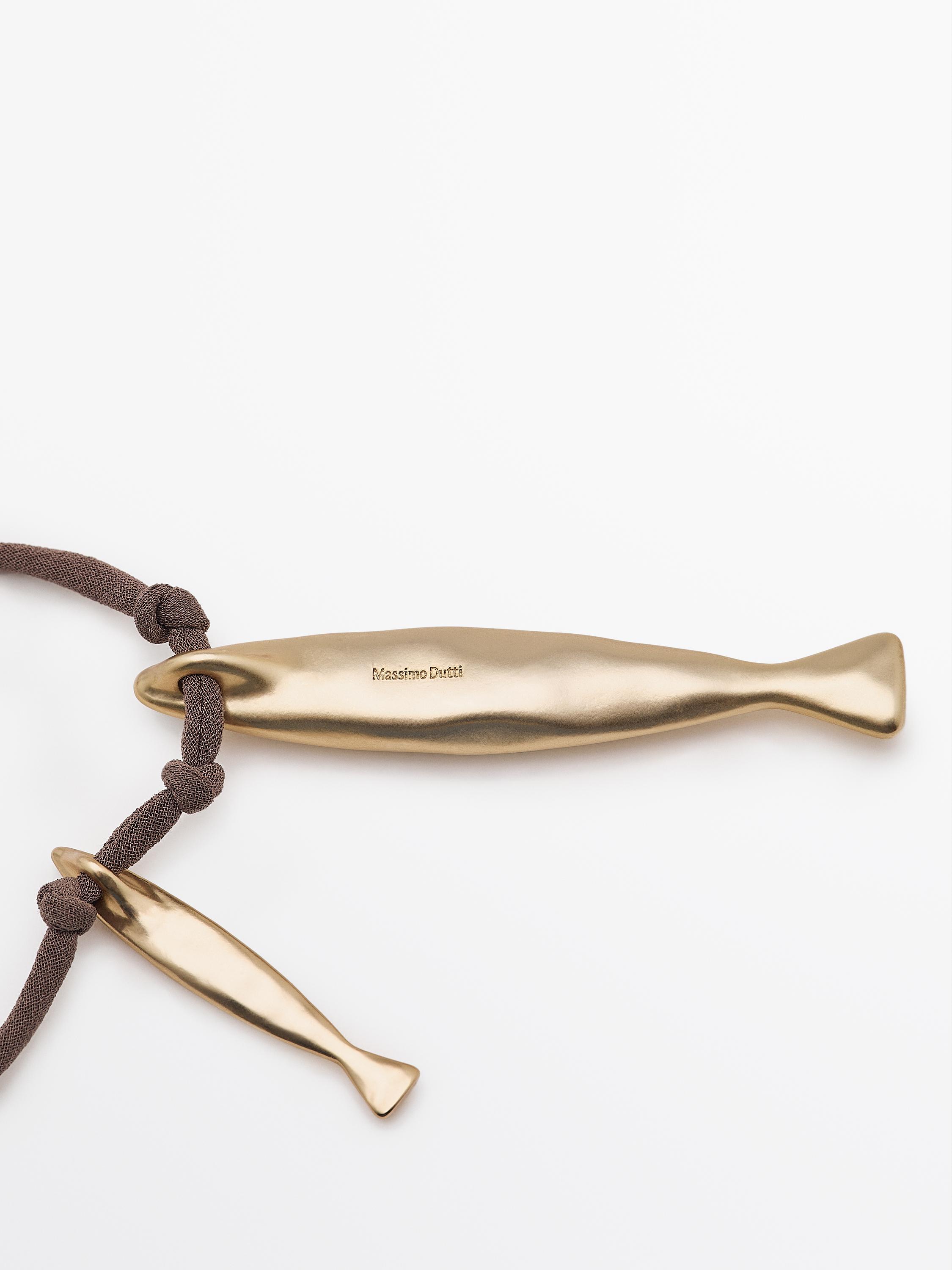 Silk cord necklace with fish