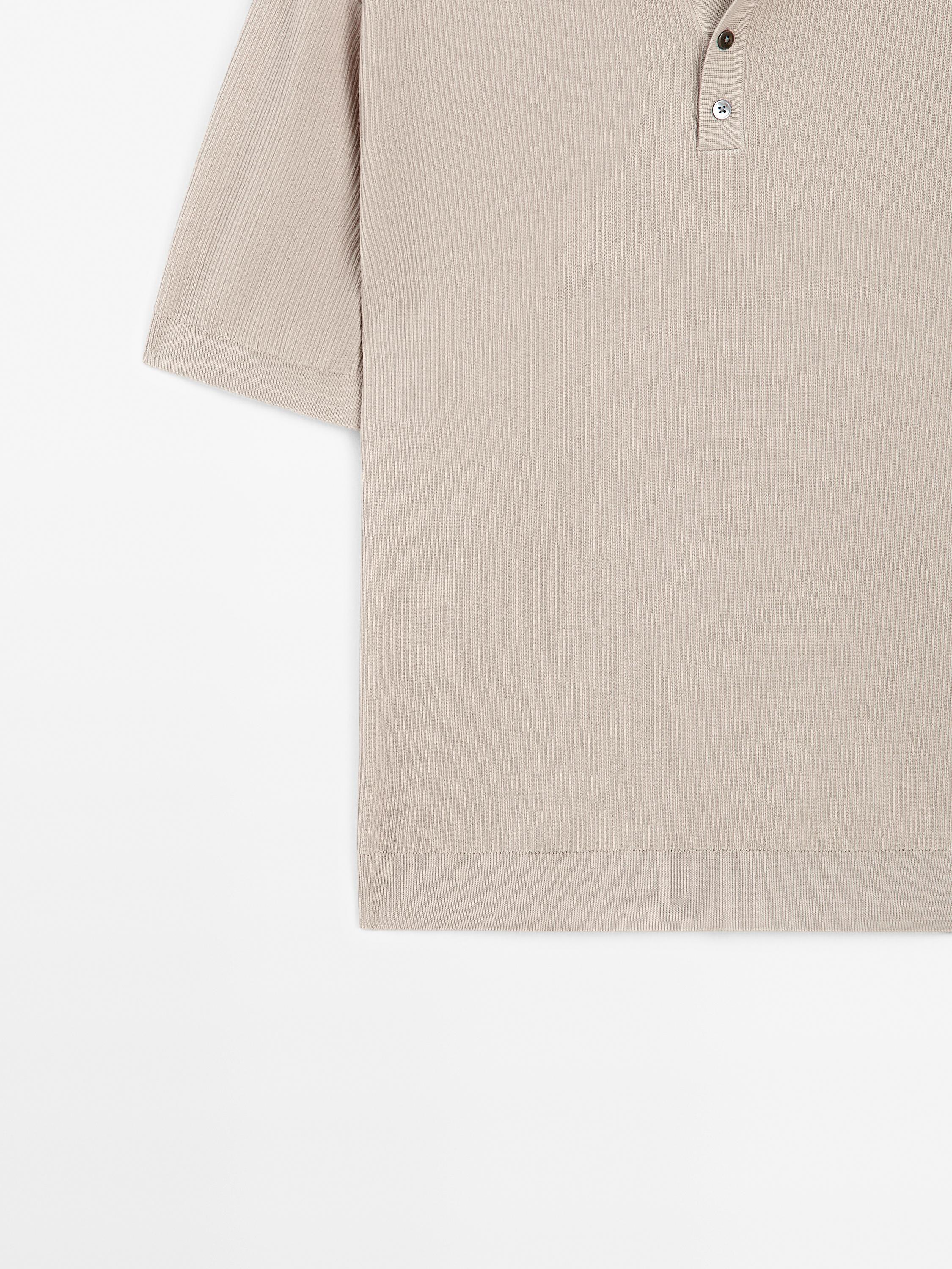 100% cotton ribbed knit polo shirt