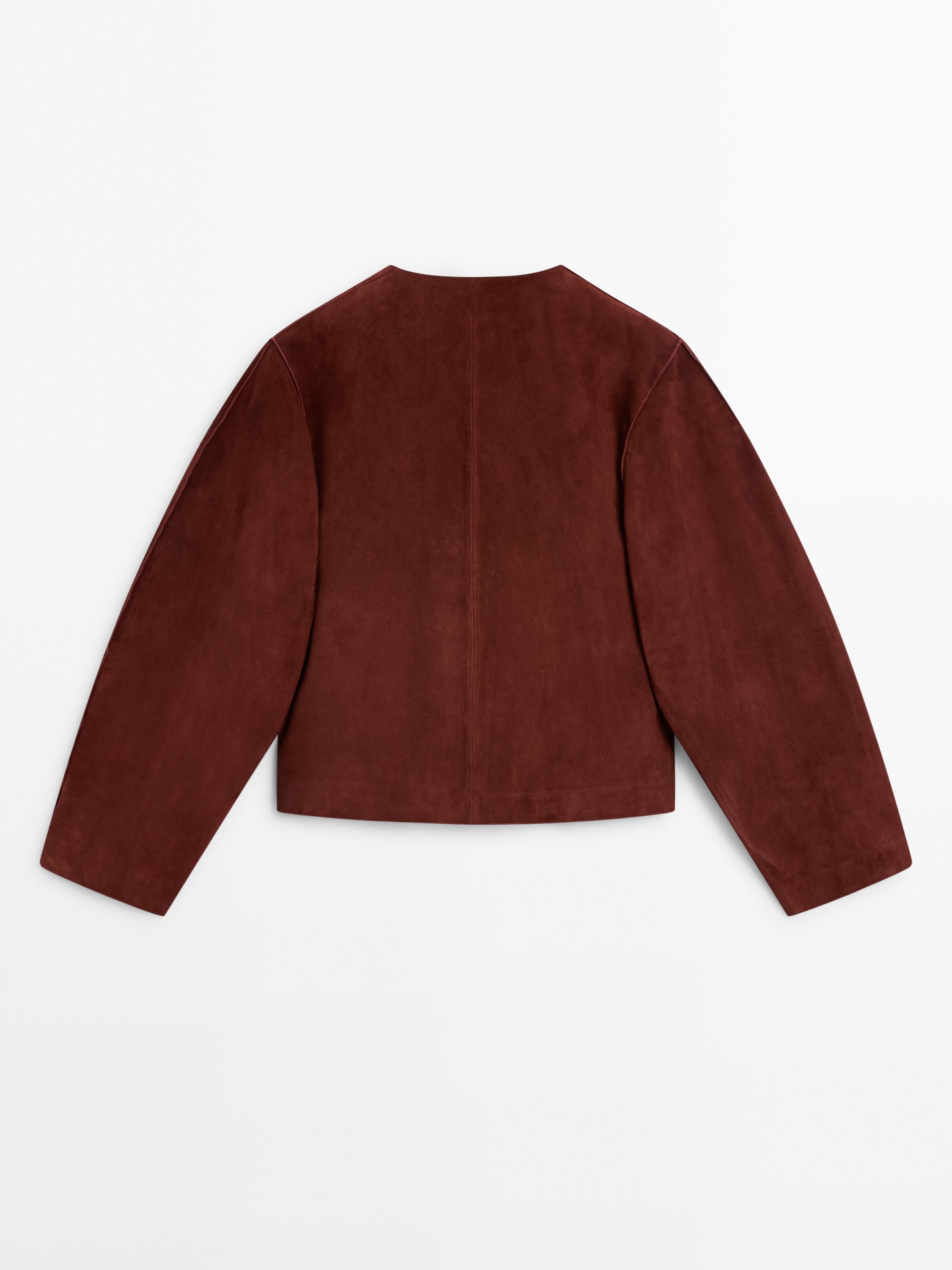 Short suede leather jacket
