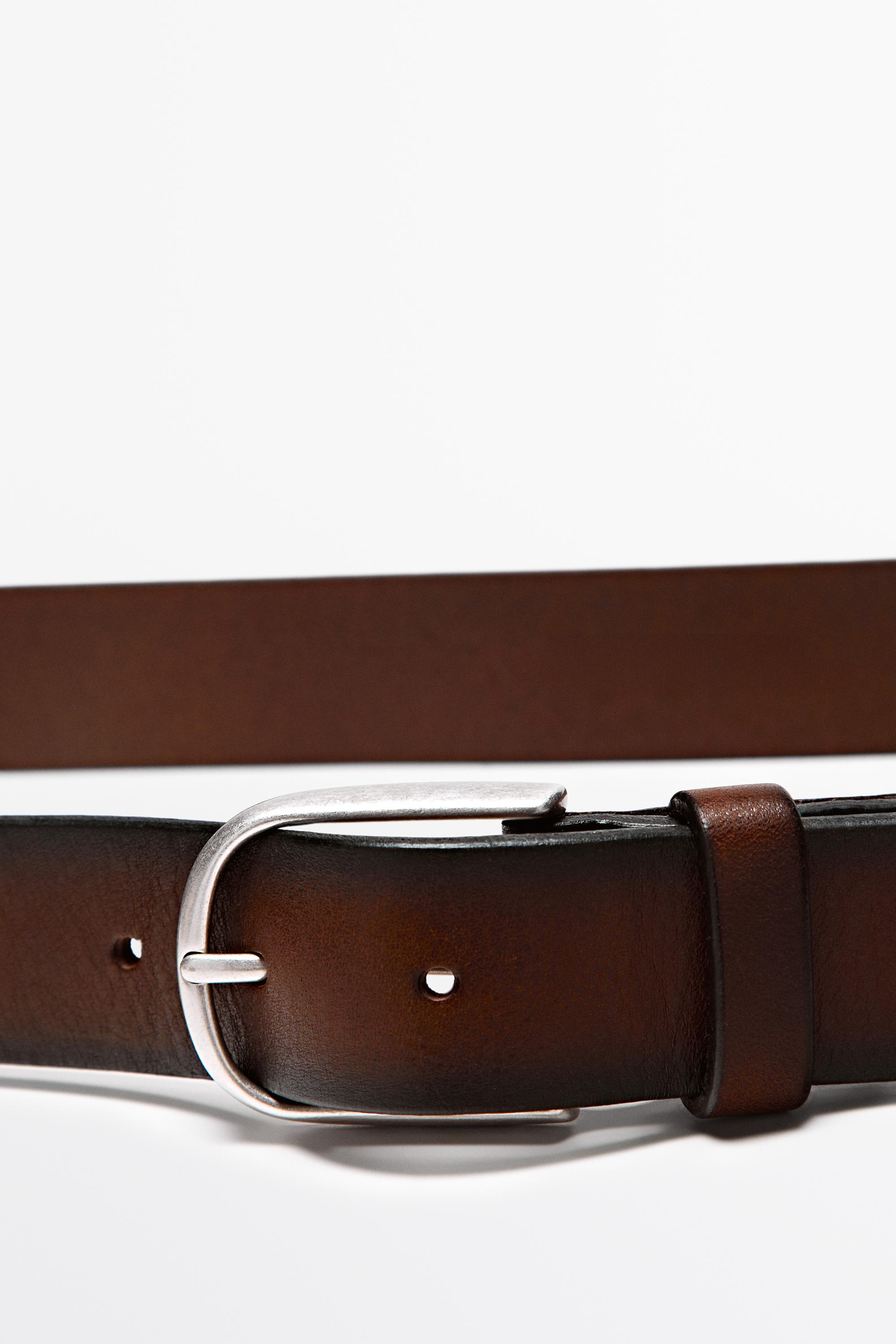 Shaded nappa leather belt — BROWN