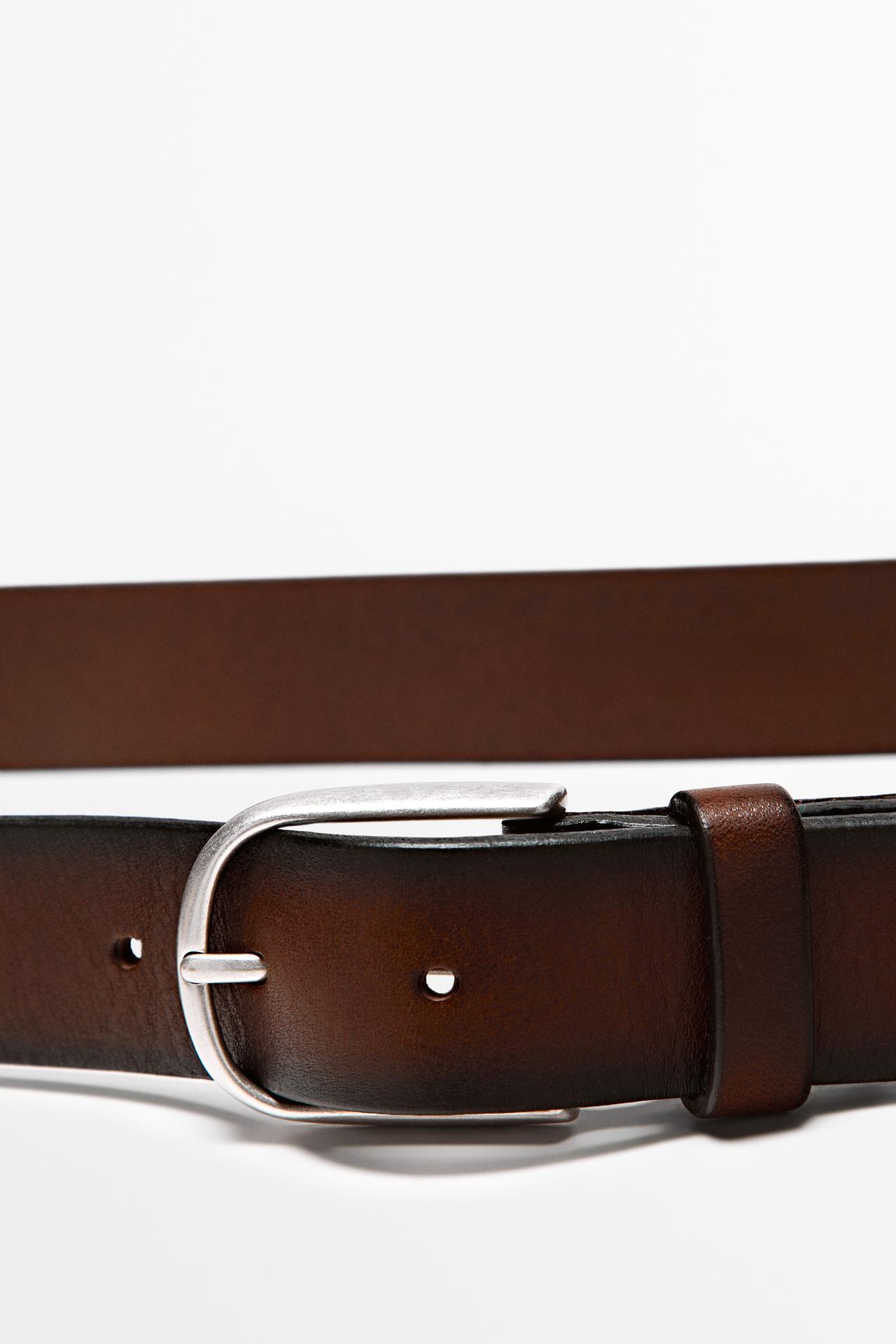 Shaded nappa leather belt — BROWN
