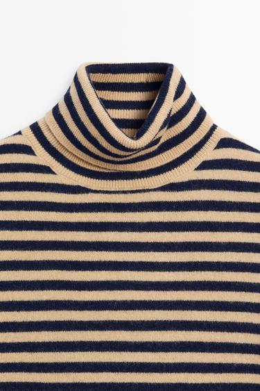 Wool-cashmere blend knit turtleneck sweater — NAVY BLUE 9