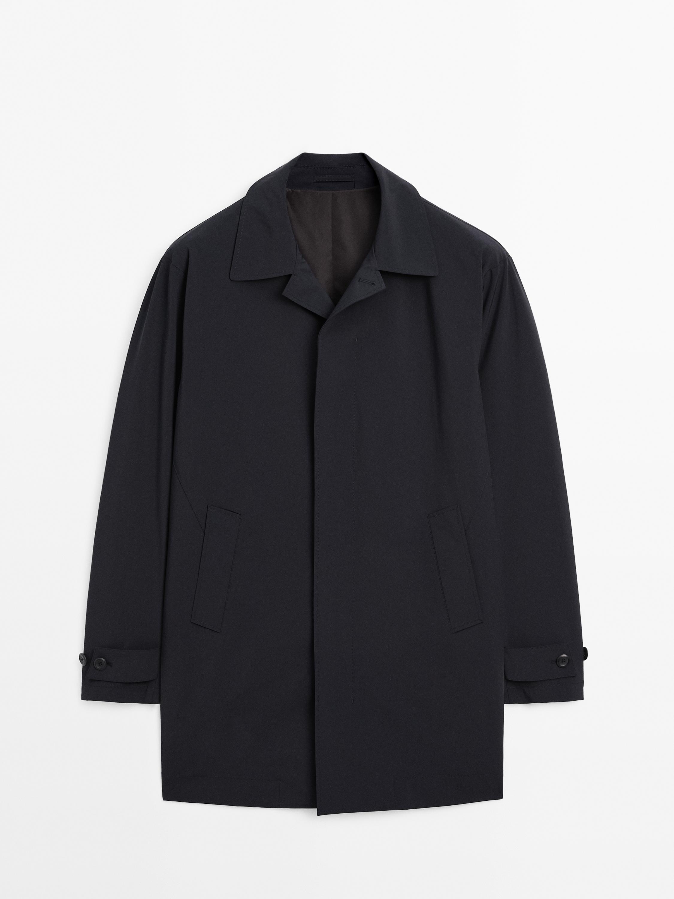 Lightweight trench coat with hidden buttons