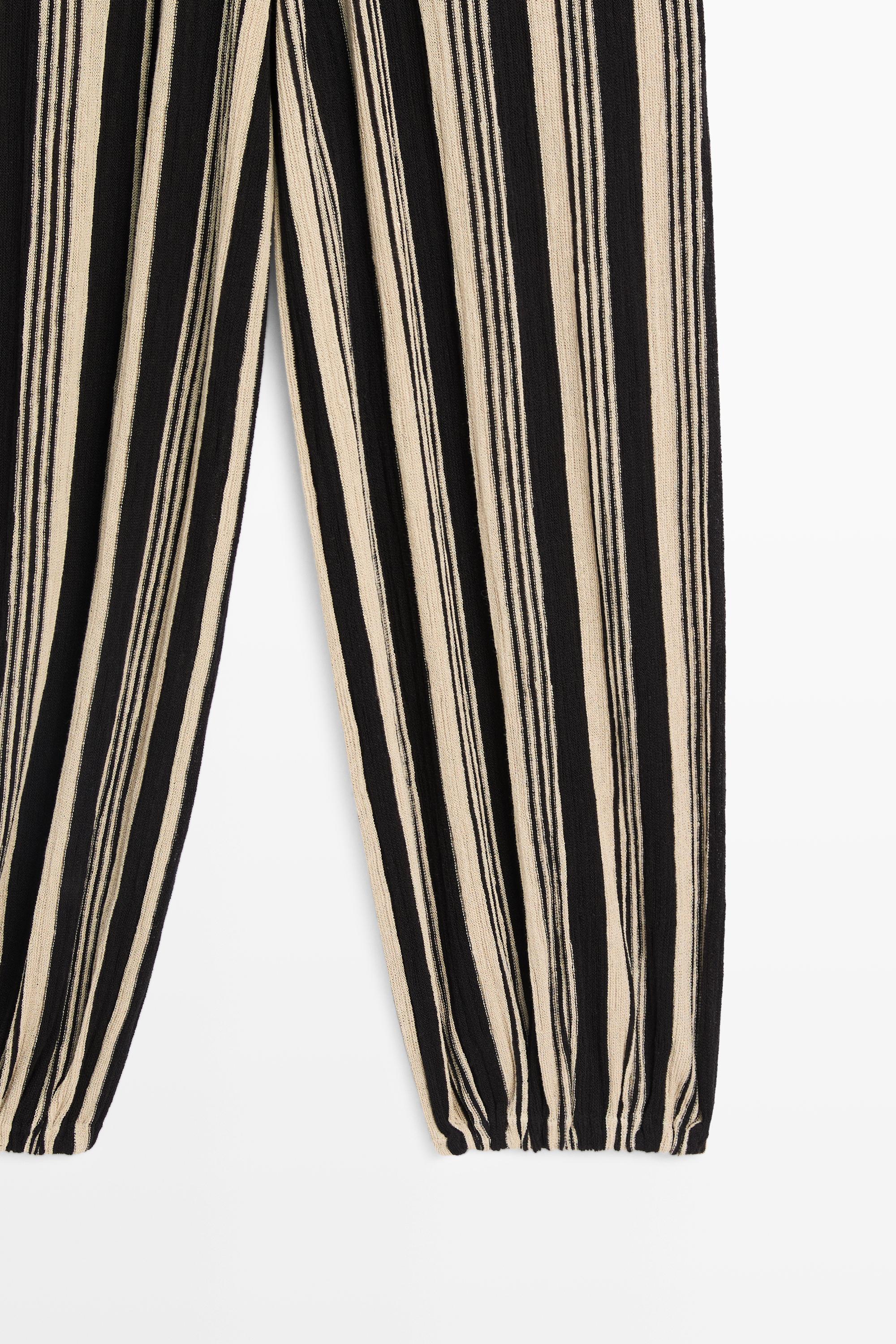 Striped sarouel co-ord pants — BLACK